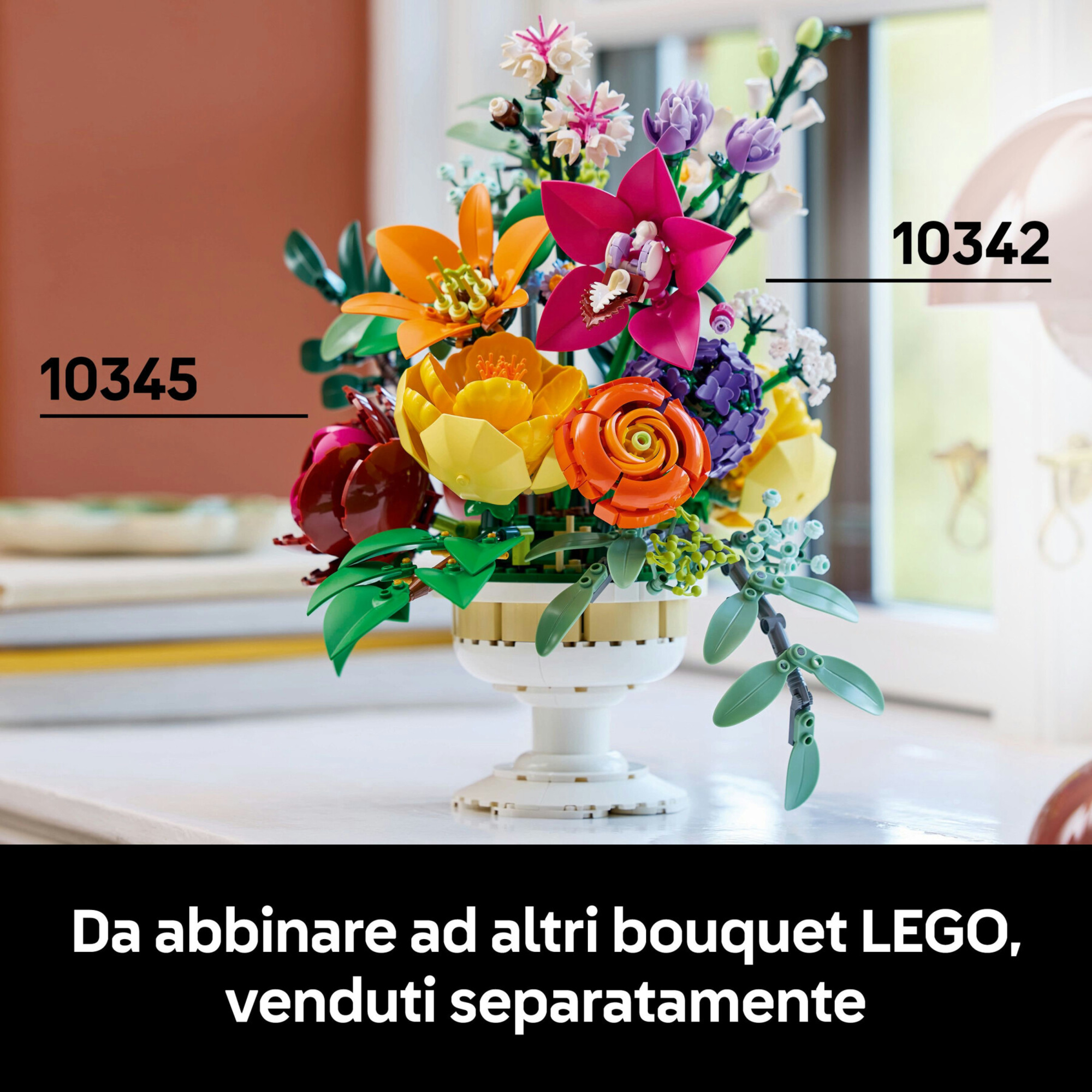 Lego icons botanicals 10345 composizione floreale - 14 fiori finti, kit adulti - LEGO ICONS BOTANICAL