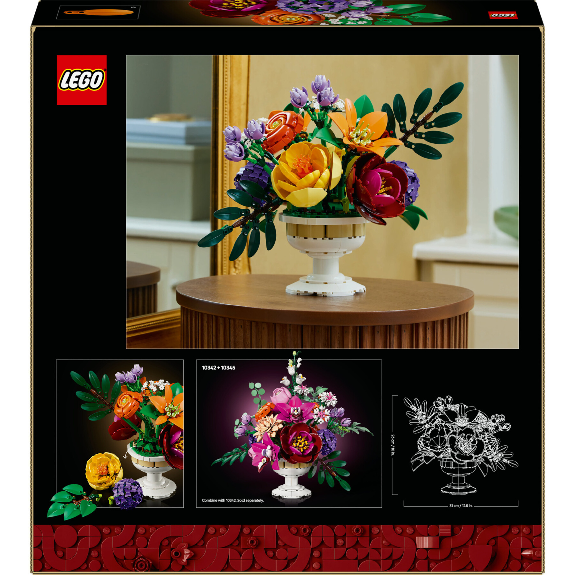 Lego icons botanicals 10345 composizione floreale - 14 fiori finti, kit adulti - LEGO ICONS BOTANICAL
