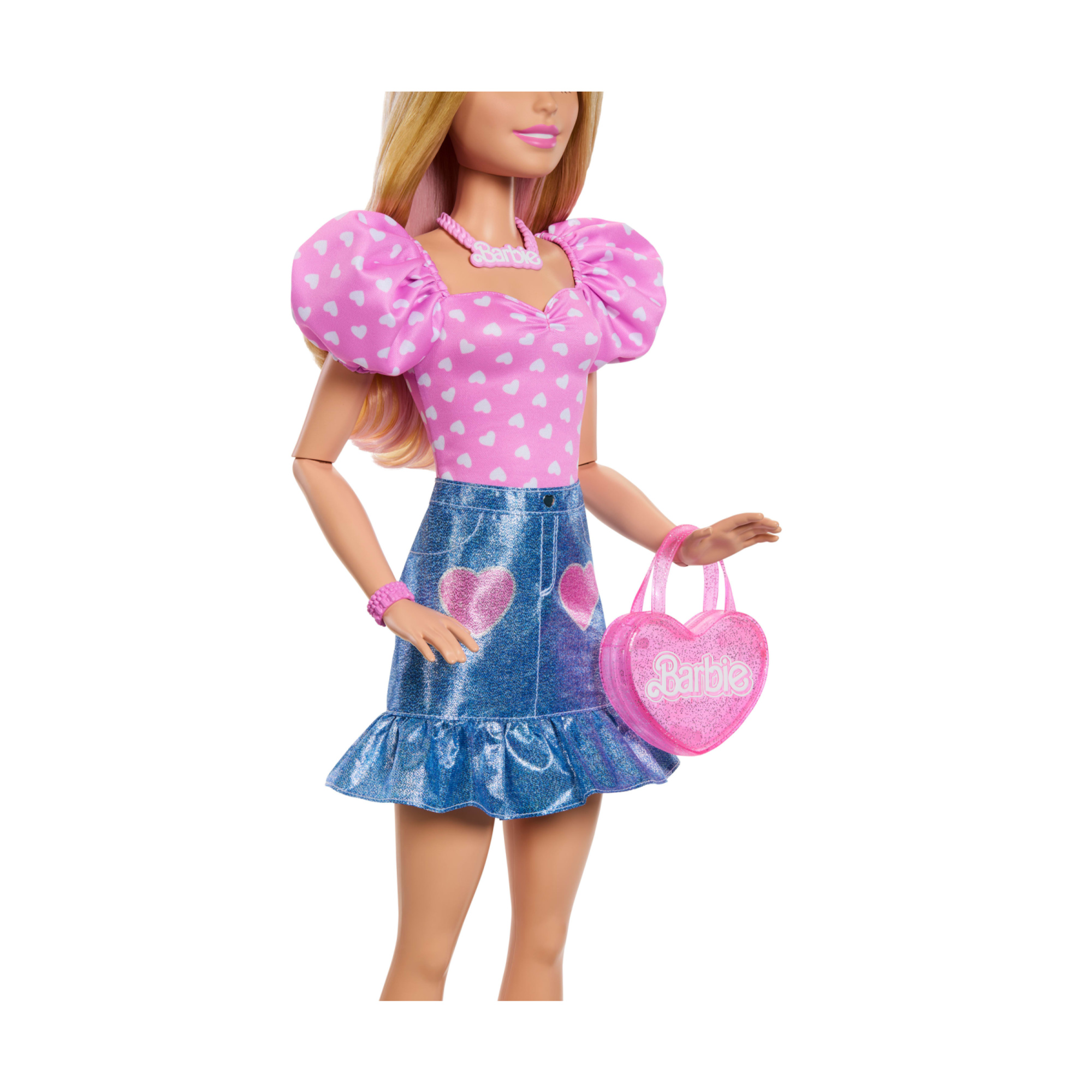 Barbie - grande amica, bambola bionda alta 71 cm con top rosa, gonna in denim e stivali da cowboy, accessori inclusi - Barbie