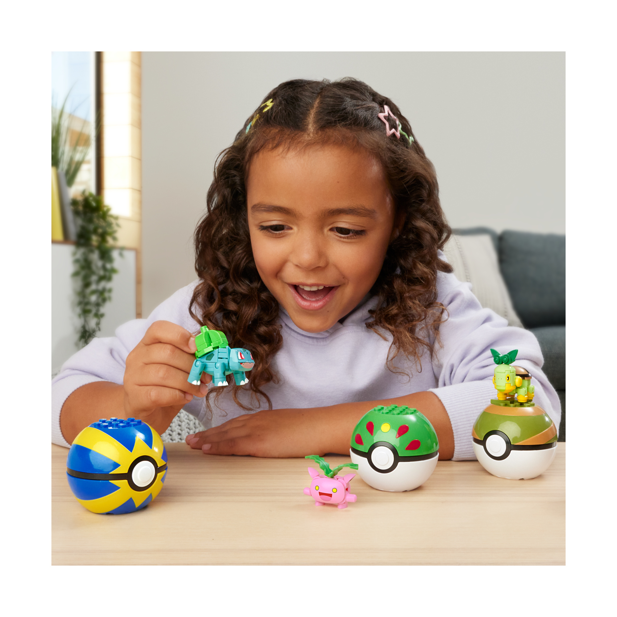 Mega pokémon - squadra di tipo erba, set da costruire con 118 pezzi, include 4 pokémon e 4 pokéball - POKEMON