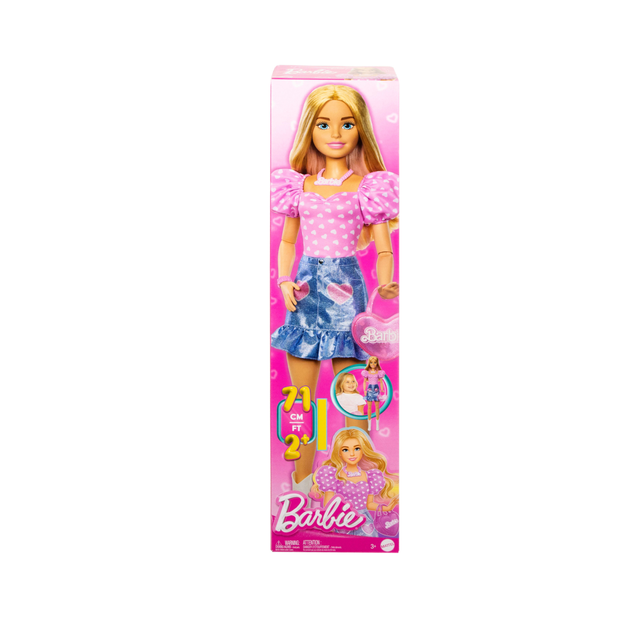 Barbie - grande amica, bambola bionda alta 71 cm con top rosa, gonna in denim e stivali da cowboy, accessori inclusi - Barbie