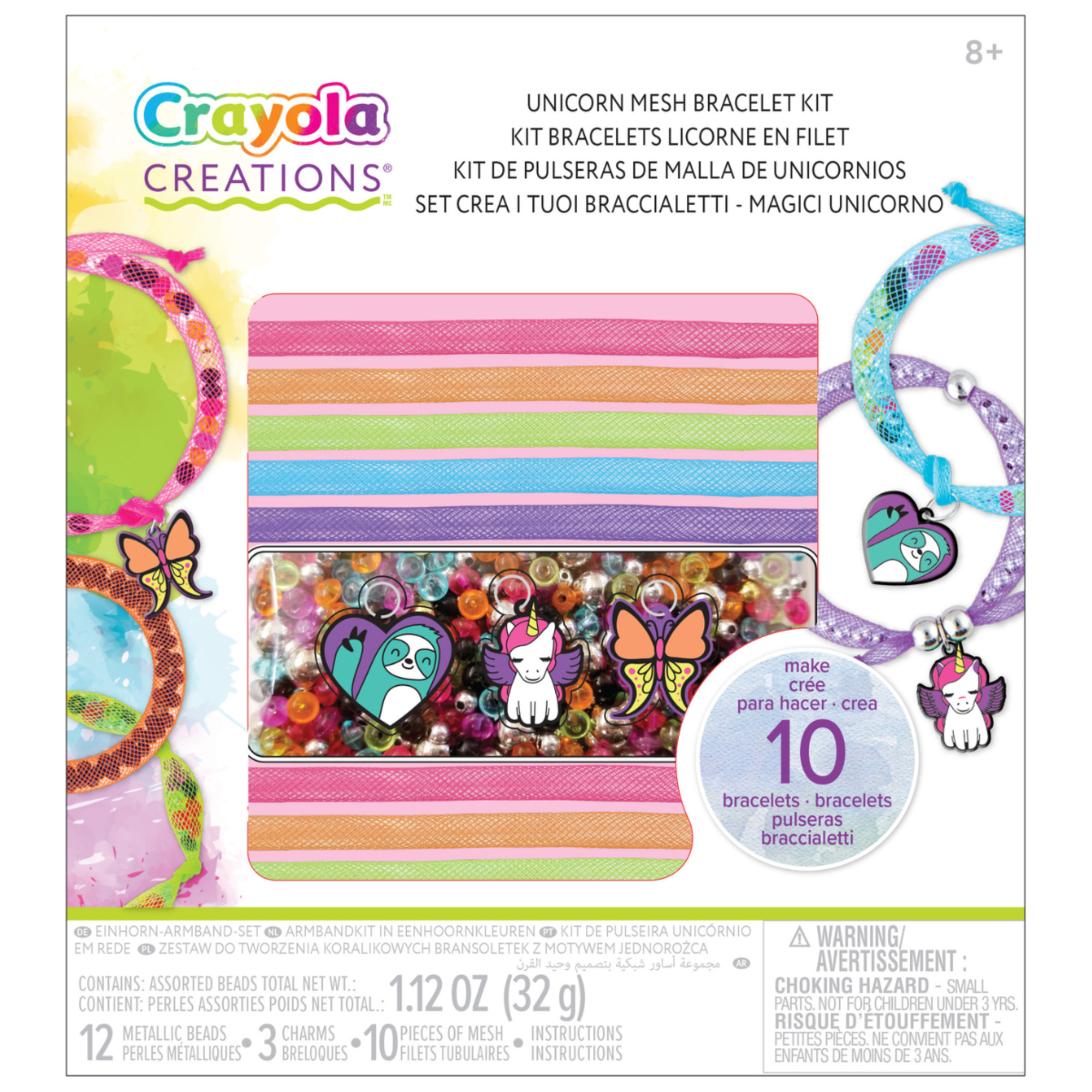 Crayola creations - set crea i tuoi braccialetti unicorn magic, attività creativa e regalo per bambine, da 8 anni - CRAYOLA