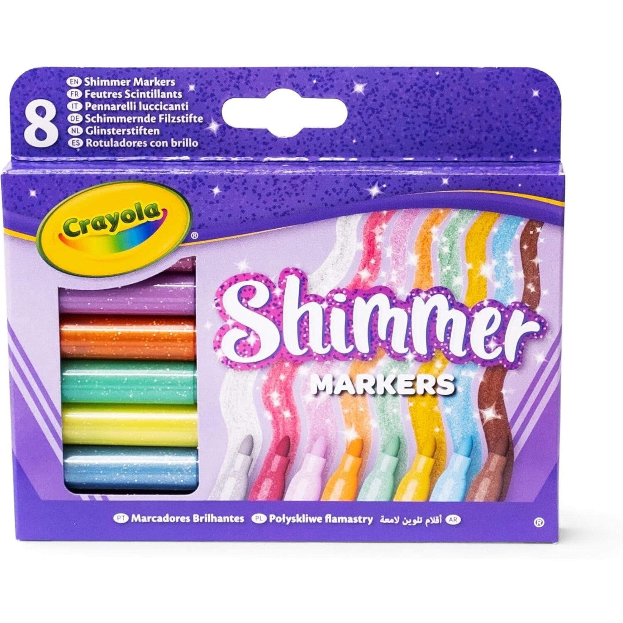 Crayola shimmer markers, 8 pennarelli glitter scintillanti - CRAYOLA