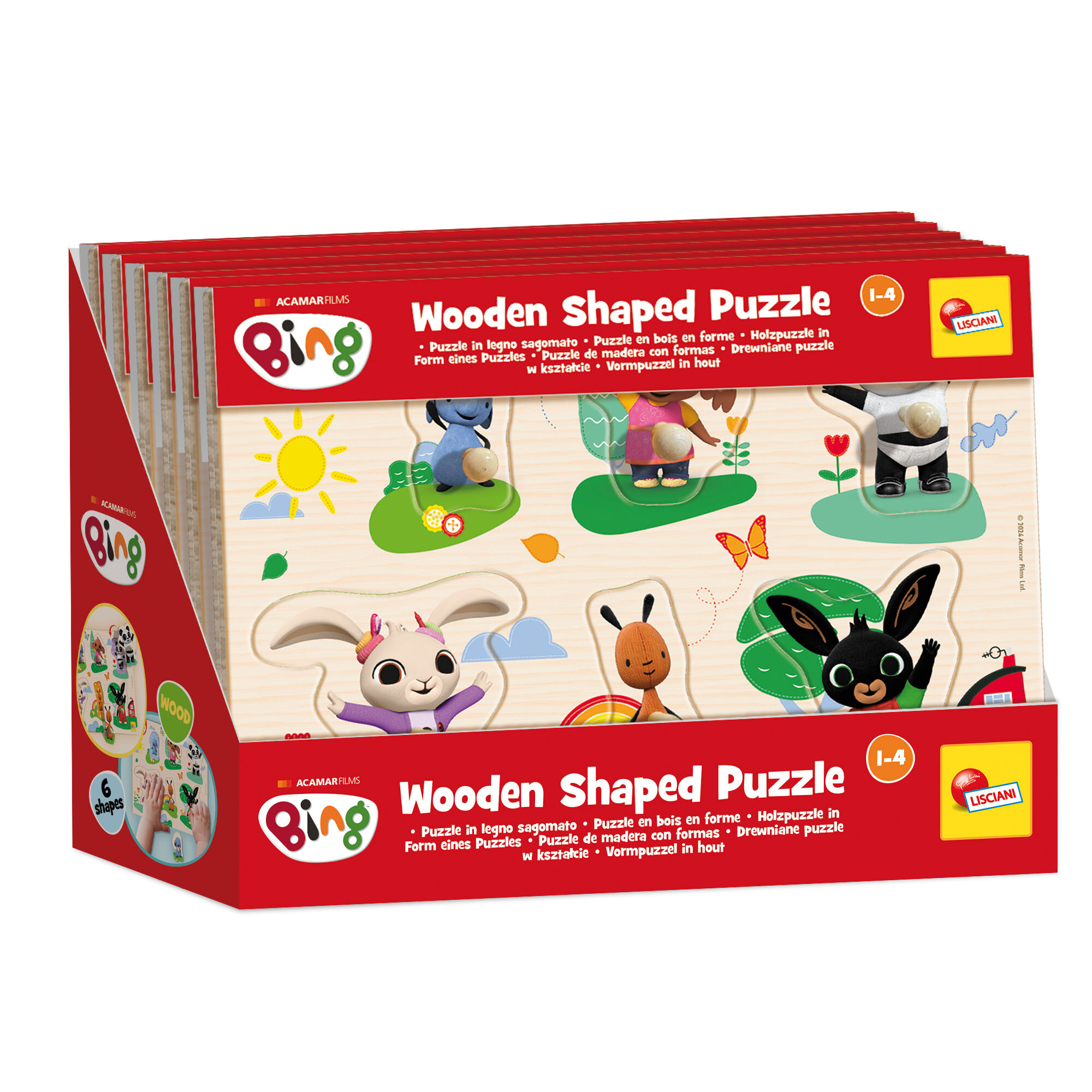 Bing maxi puzzle sagomato in legno – display da 6 con personaggi iconici - LISCIANI