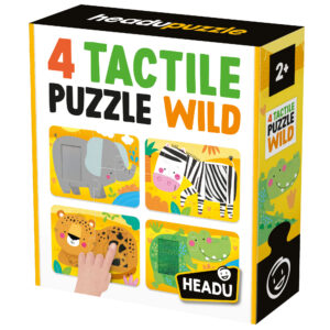 4 tactile puzzle wild – puzzle tattile con texture degli animali - 24m+ - headu - HEADU