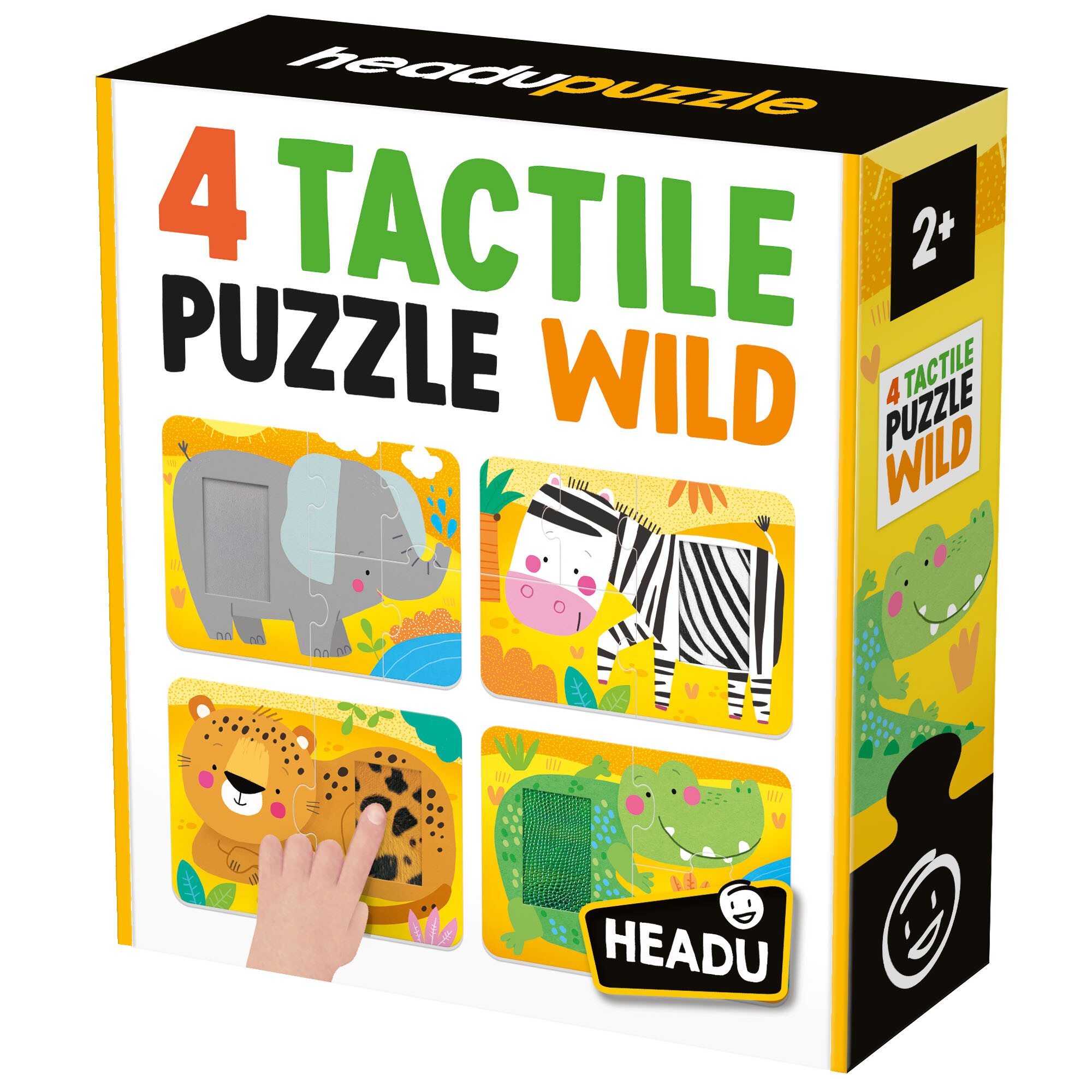 4 tactile puzzle wild – puzzle tattile con texture degli animali - 24m+ - headu - HEADU