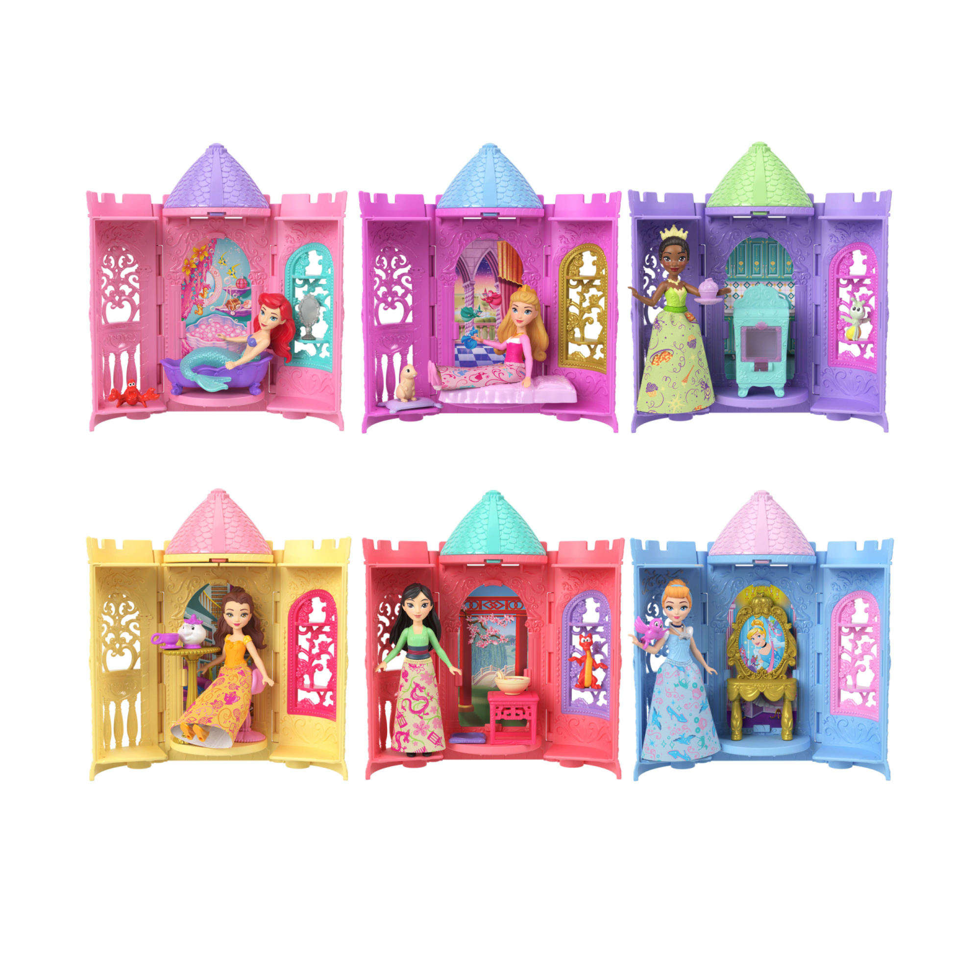 Mattel disney princess - torre a sorpresa, set con mini bambola del mondo disney e accessori a sorpresa inclusi - DISNEY PRINCESS