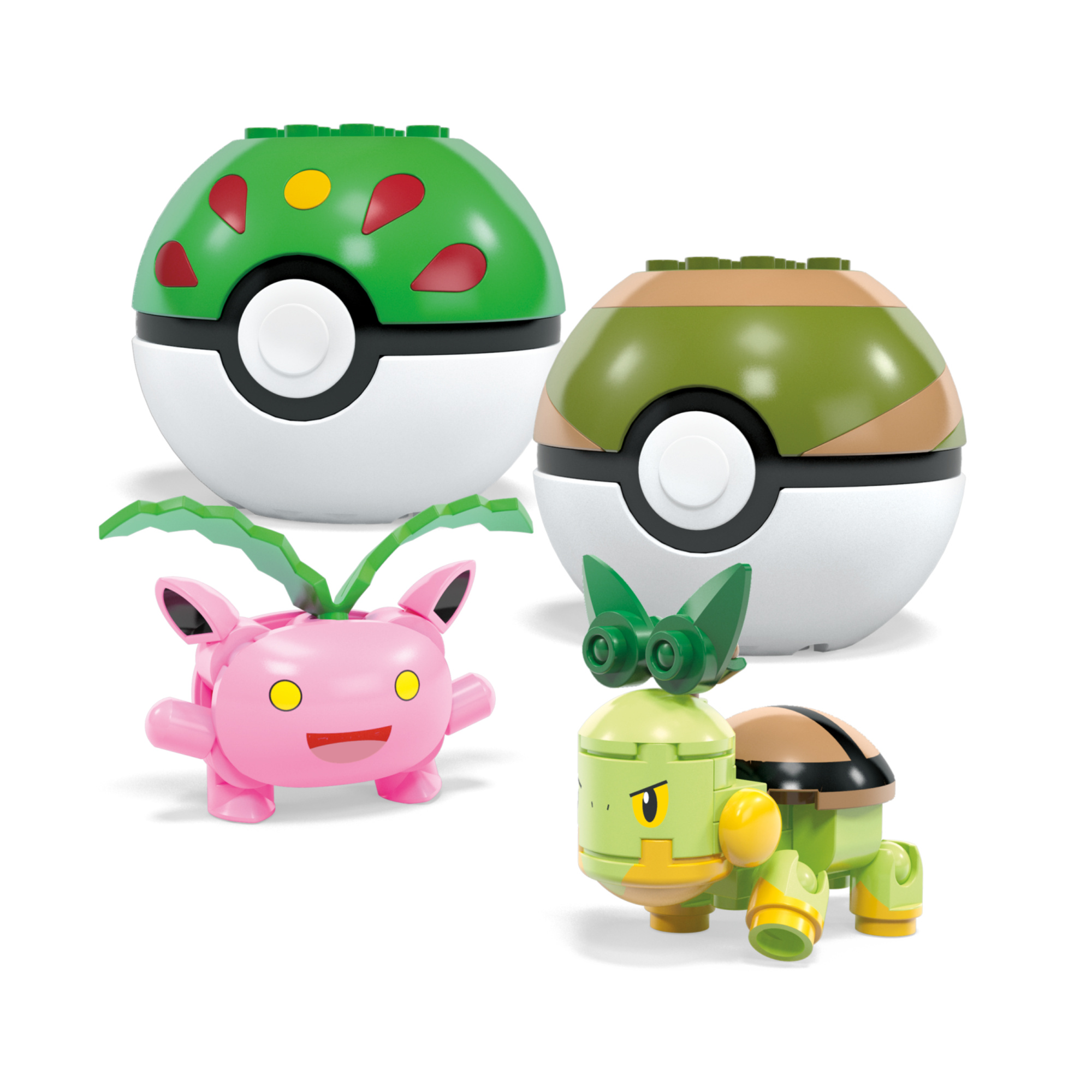 Mega pokémon - squadra di tipo erba, set da costruire con 118 pezzi, include 4 pokémon e 4 pokéball - POKEMON