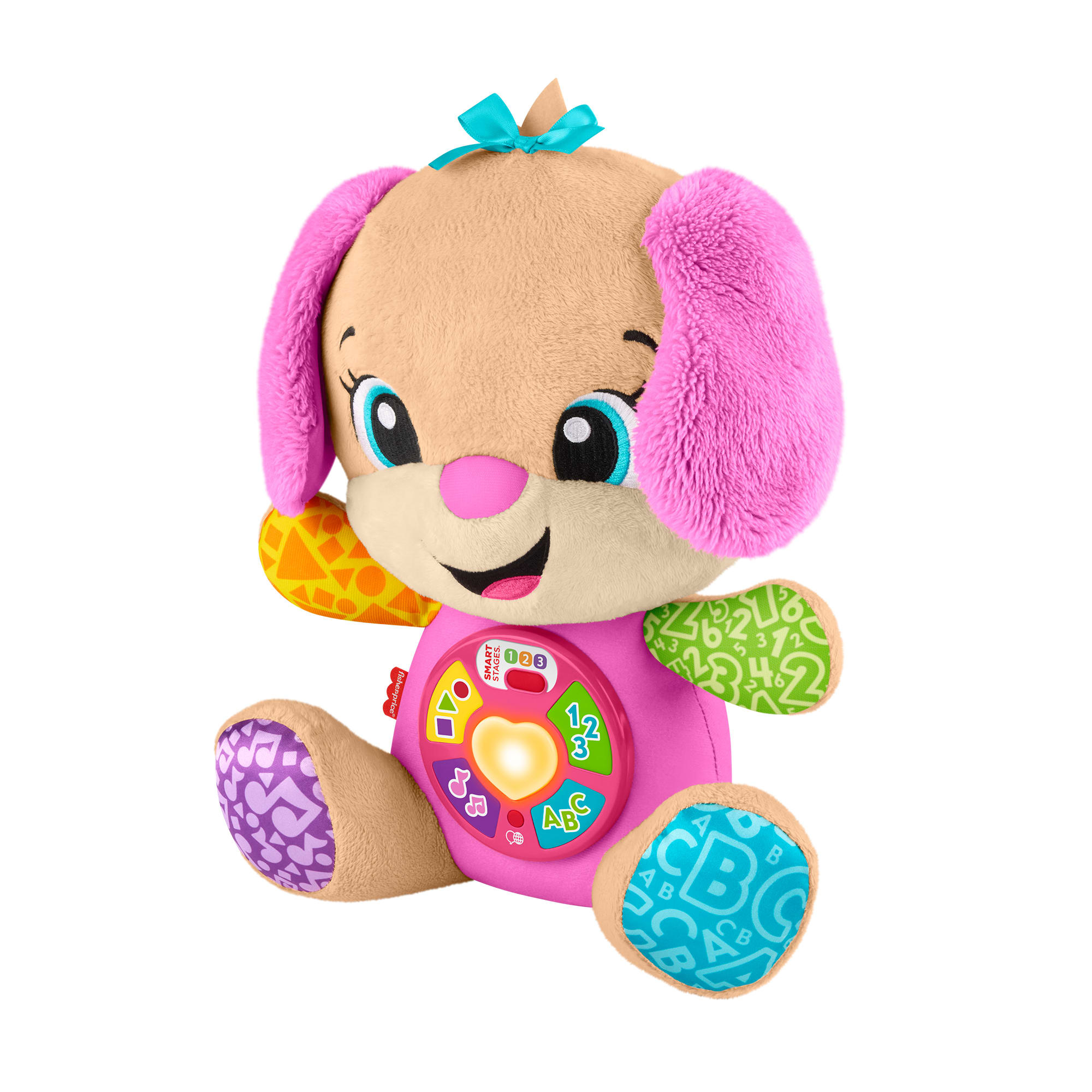Fisher-price - la sorella di cagnolino smart stages, peluche rosa musicale per l'apprendimento con luci, suoni e frasi - FISHER-PRICE