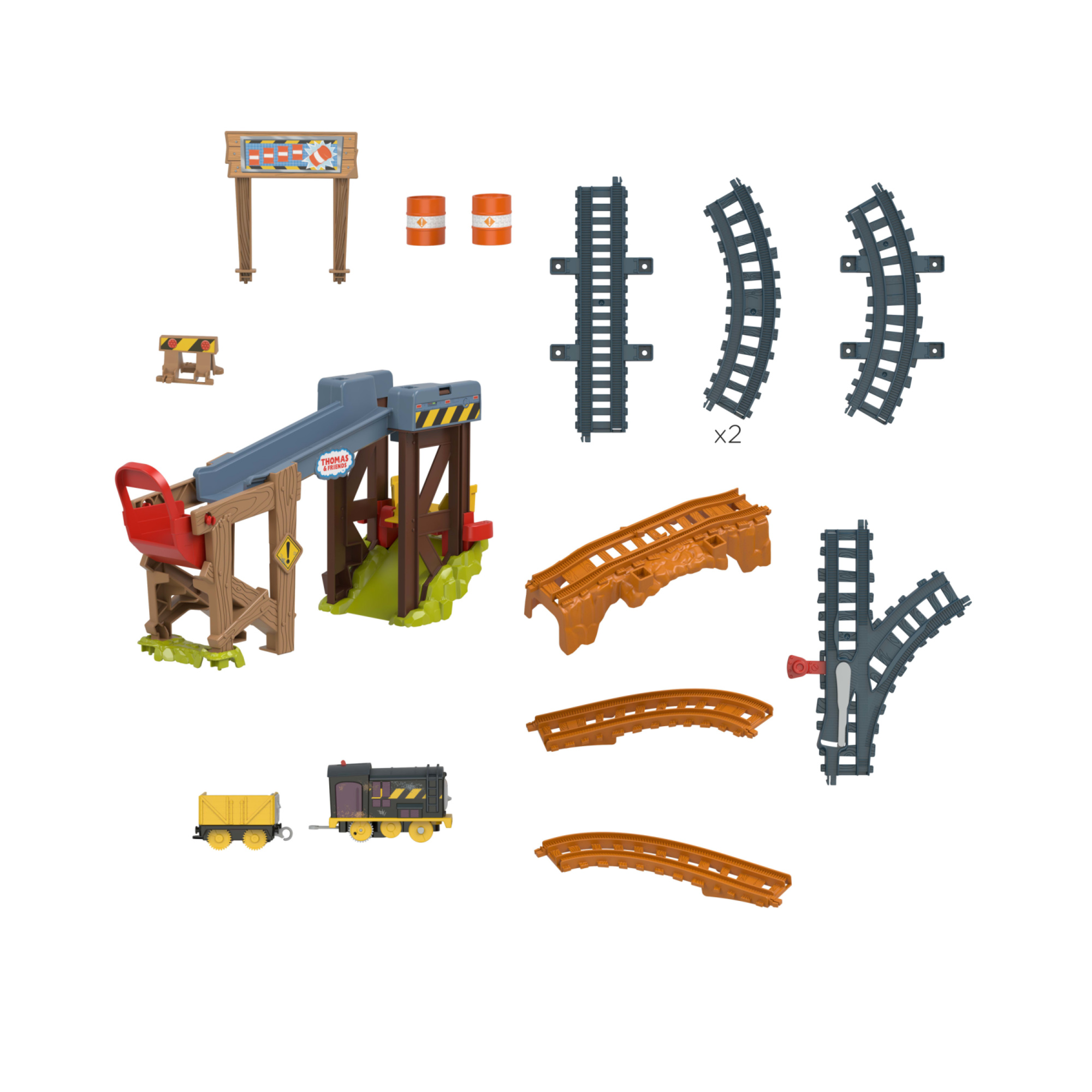 Il trenino thomas - pista cantiere di diesel, set a tema cantiere con pista e 2 veicoli motorizzati - THOMAS & FRIENDS