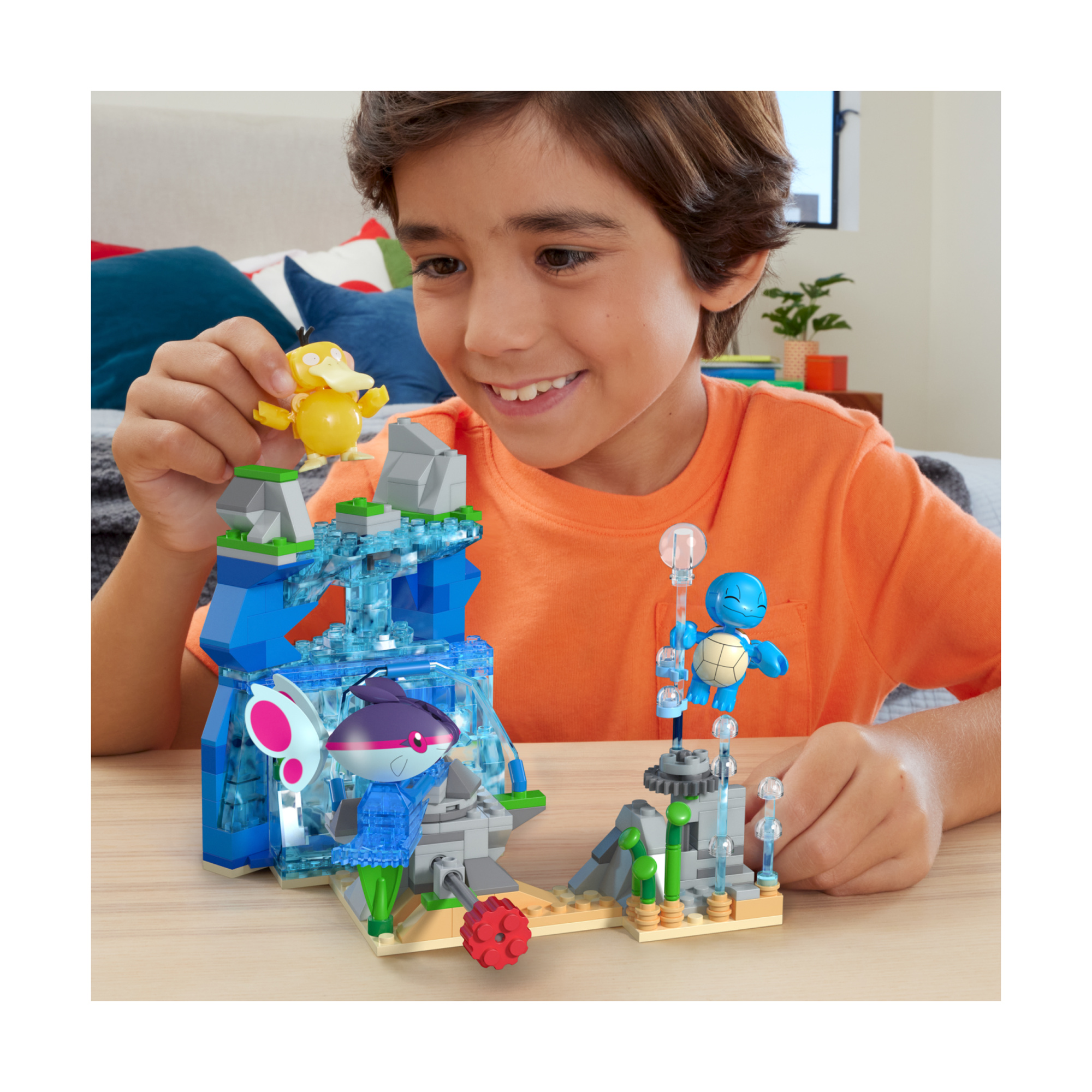 Mega pokémon - avventura acquatica, set da costruire con 319 pezzi, squirtle, psyduck e finneon inclusi - POKEMON