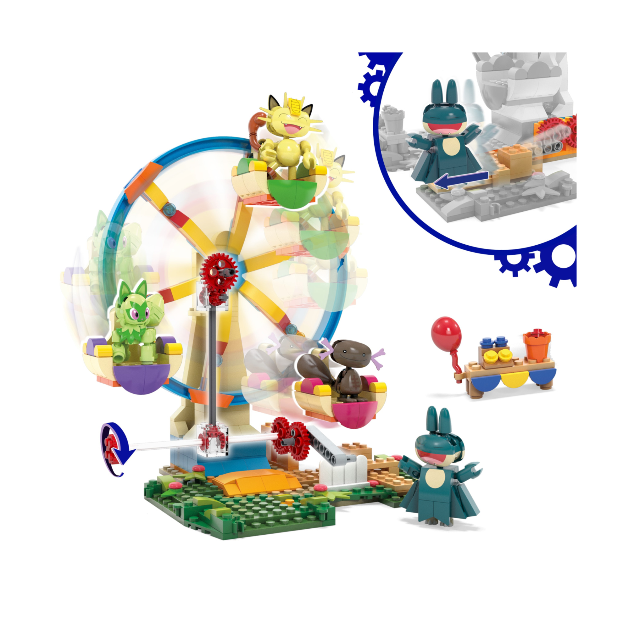 Mega pokémon - ruota panoramica adventure builder, set da costruire con 393 pezzi e 4 personaggi pokémon inclusi - POKEMON