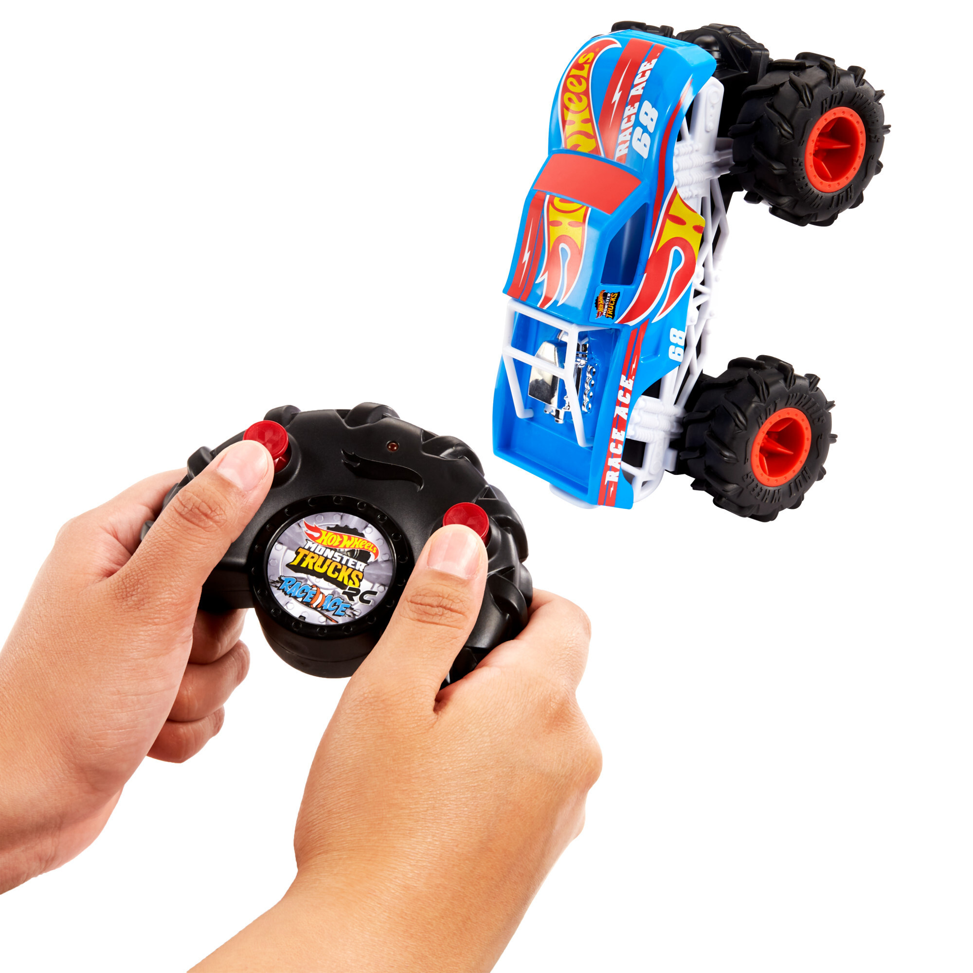 Hot wheels monster trucks - rhinomite r/c, camion radiocomandato in scala 1:64, pneumatici grip action inclusi - Hot Wheels