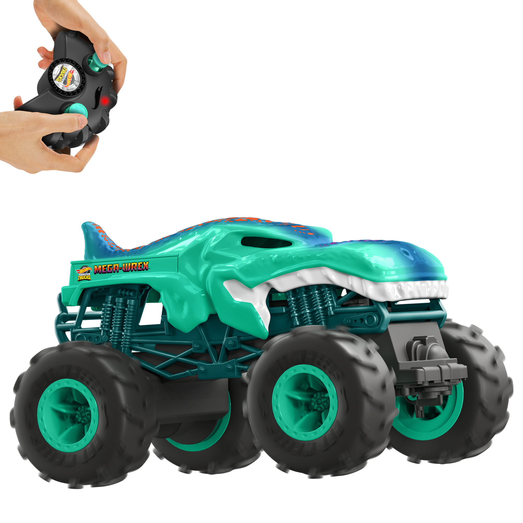 Hot wheels monster trucks - rhinomite r/c, camion radiocomandato in scala 1:64, pneumatici grip action inclusi - Hot Wheels