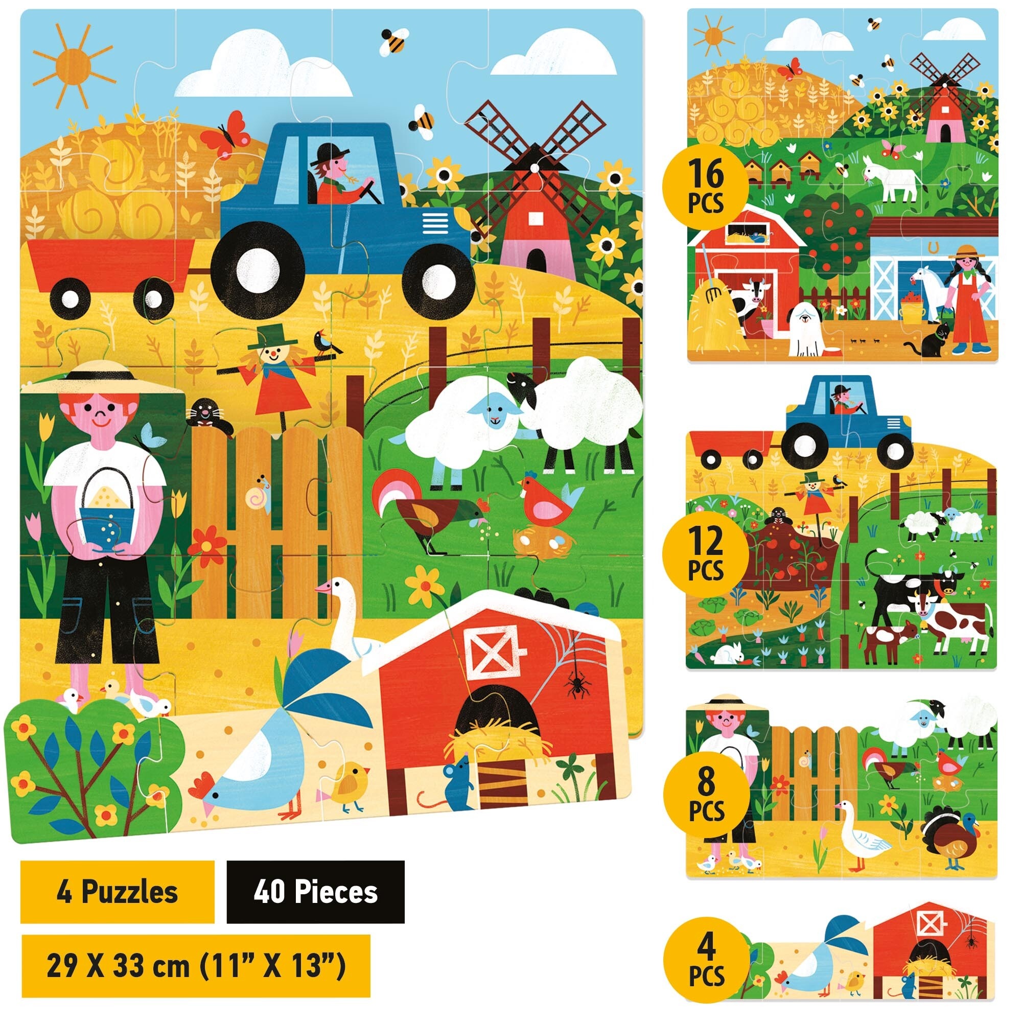 Playrama puzzle the farm - memoria, forme e colori . sovrapponi i puzzle e ottieni un effetto magico! - HEADU
