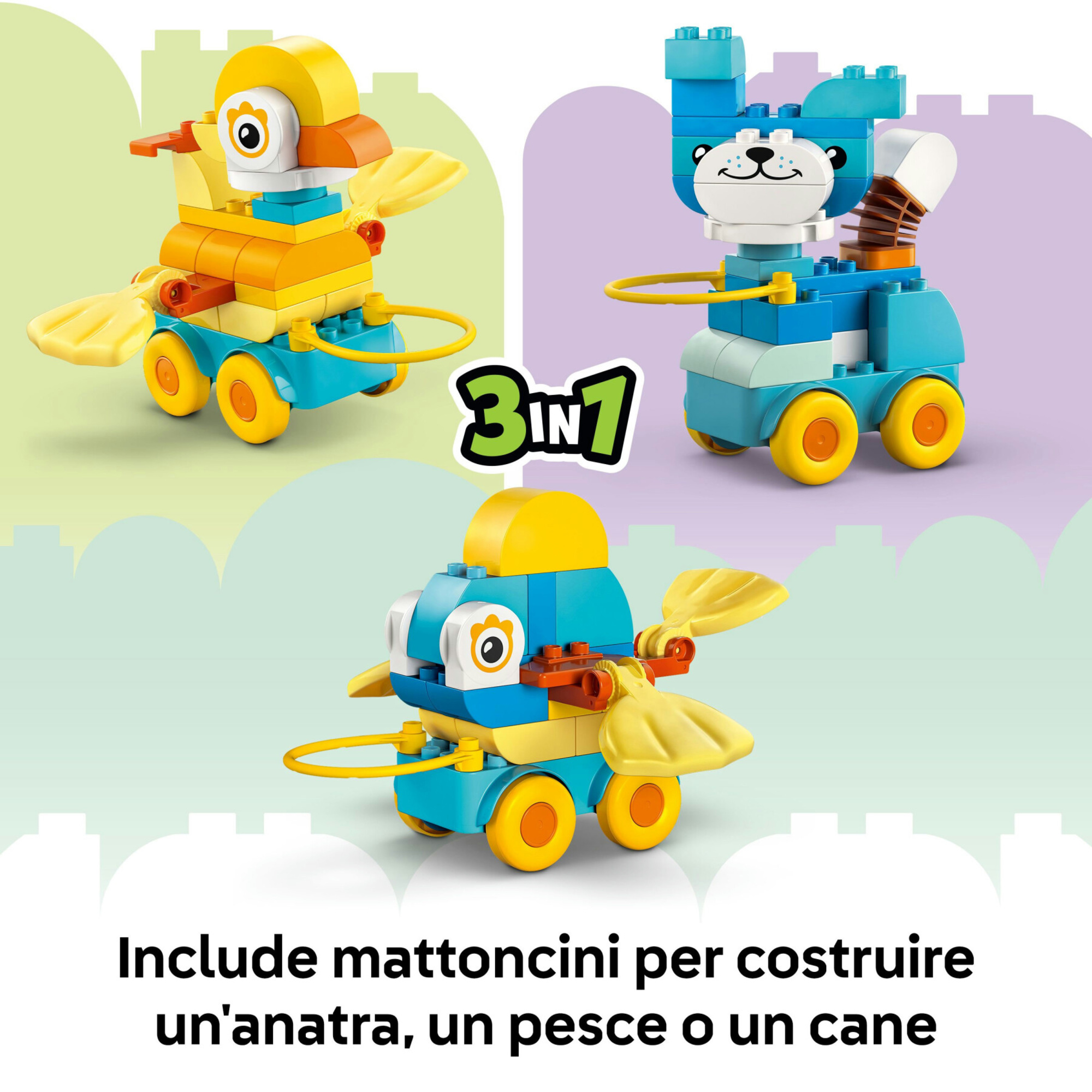 Lego duplo 10448 animali ruote 3in1: anatra, pesce, cane 2+ - LEGO DUPLO, Lego