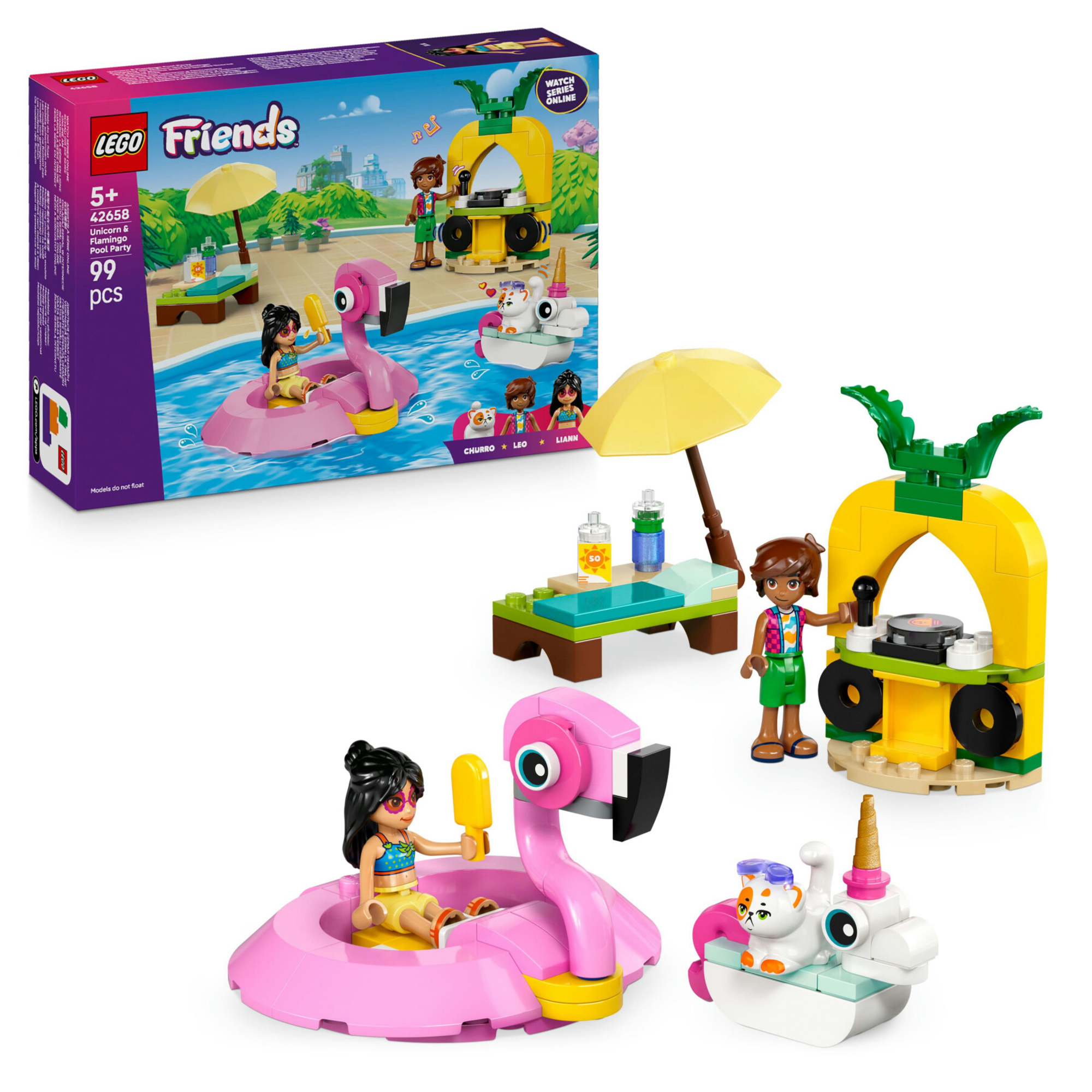 Lego friends 42658 pool party unicorno: 2 mini bamboline, gatto 5+ - LEGO FRIENDS
