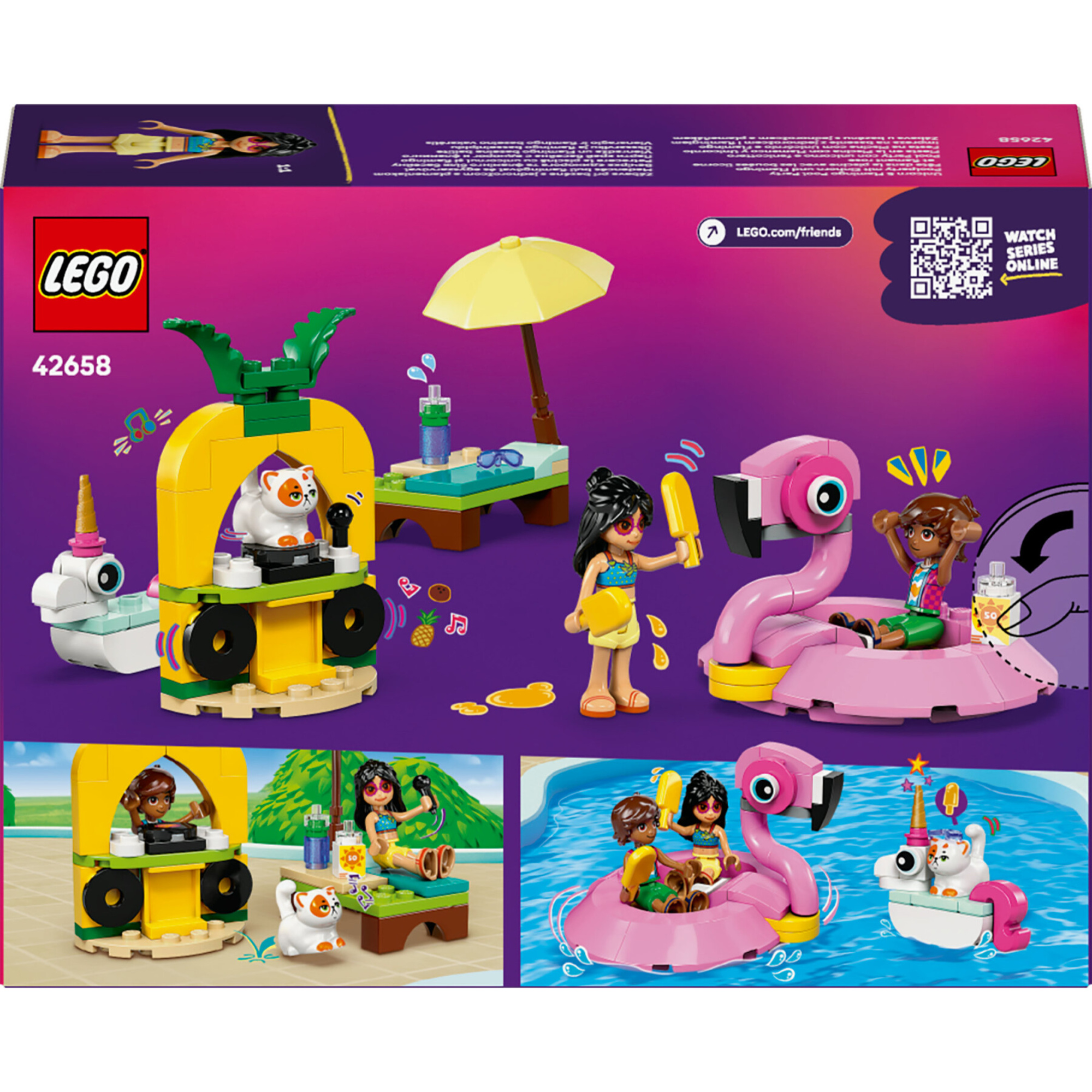 Lego friends 42658 pool party unicorno: 2 mini bamboline, gatto 5+ - LEGO FRIENDS