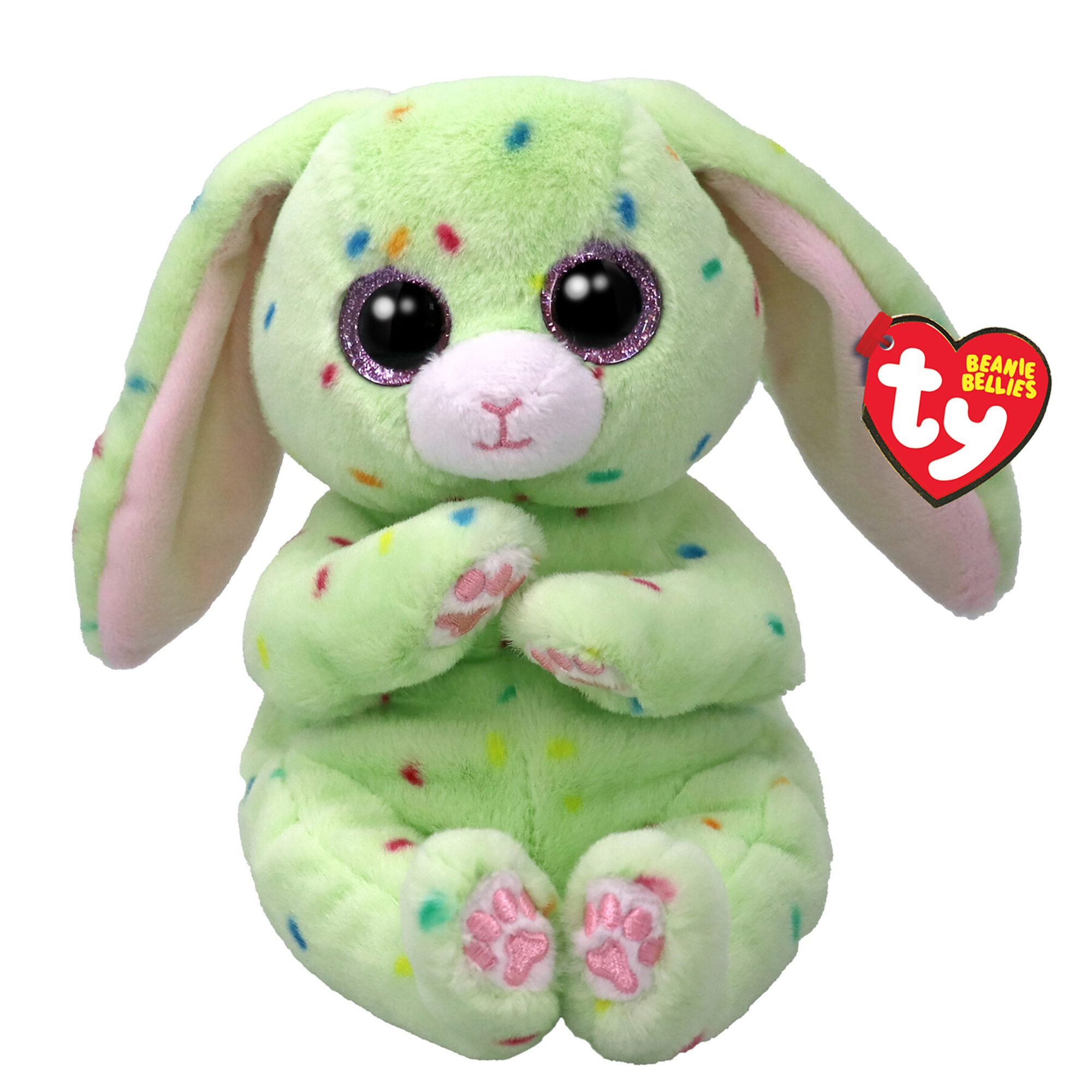 Fern il coniglietto pasquale verde con gli occhioni rosa glitter - 20 cm - TY