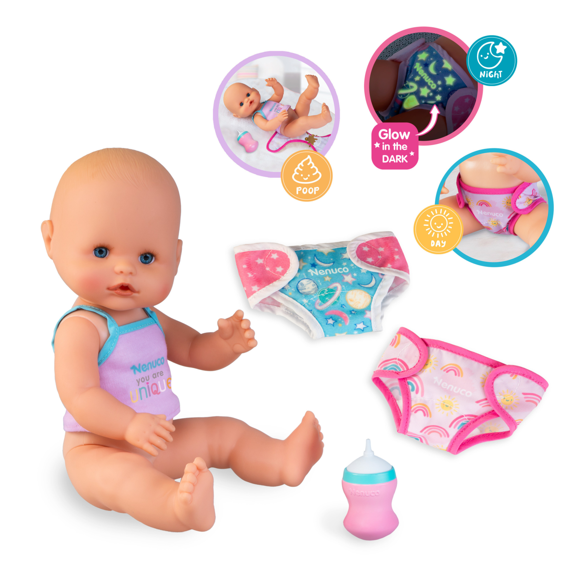 Nenuco popò,  bambola 35 cm, dandole da bere magicamente farà la popò! - NENUCO