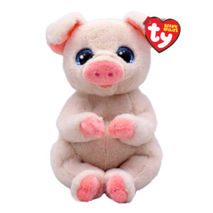 Penelope la maialina con gli occhioni azzurri glitter, i coccolosi animaletti di peluche con il pancino morbido originali ty - 20 cm - t41057 - TY