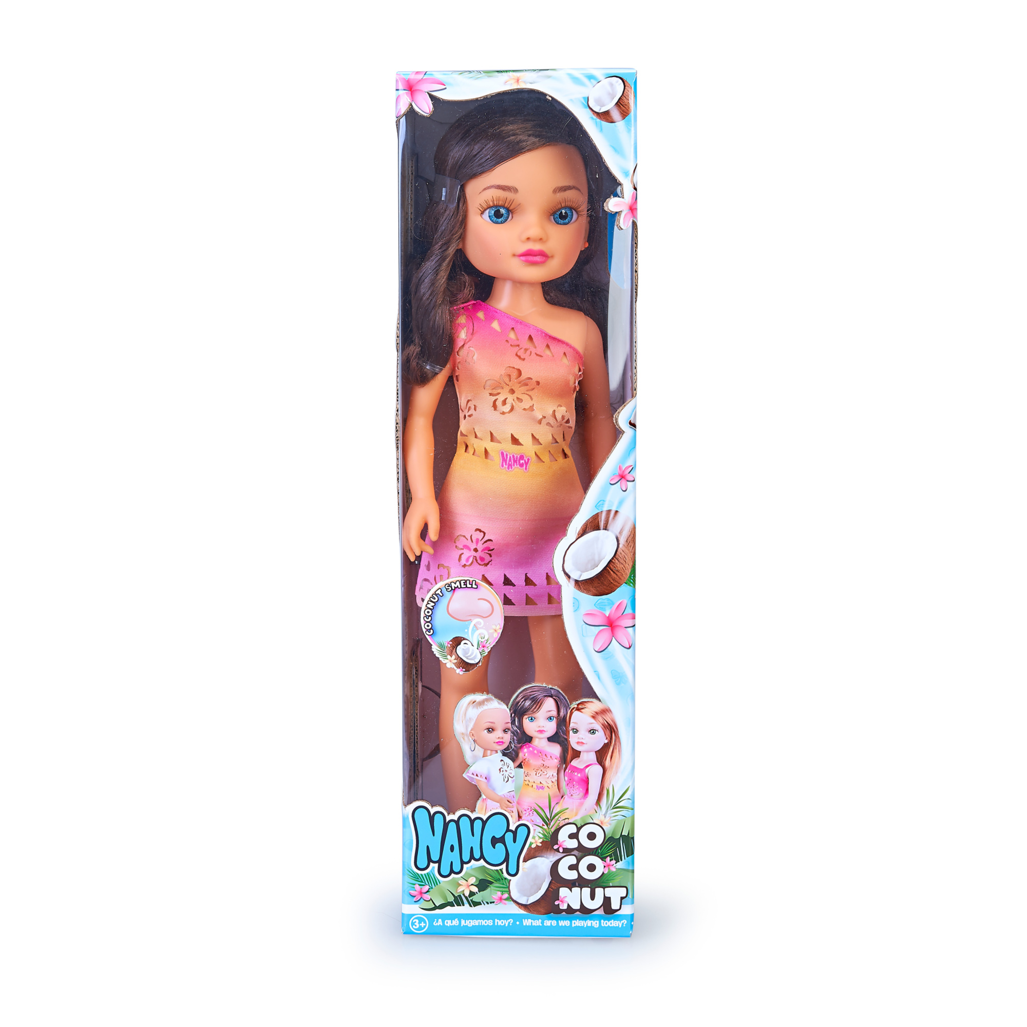 Nancy coconut,  bambola 42 cm con lunghi capelli assortita in 3 colori - NANCY