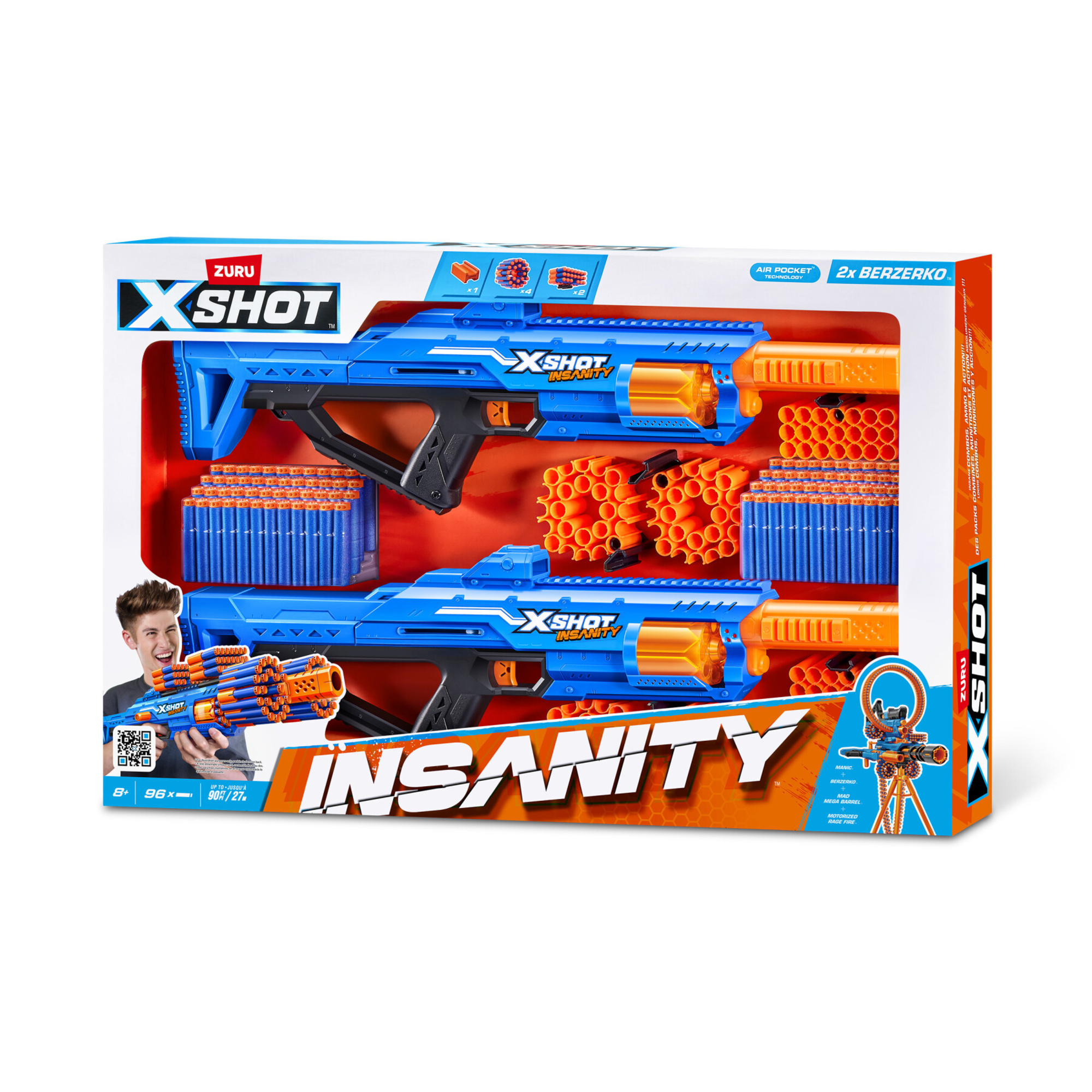Xshot insanity berzerko: 8 shot 2pk, blaster giocattolo - X-SHOT