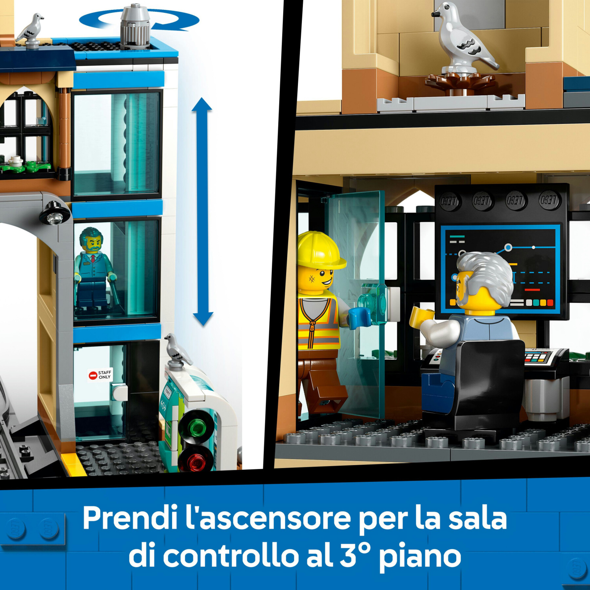 Lego city 60469 stazione centrale: veicolo, ascensore, binario 7+ - Lego