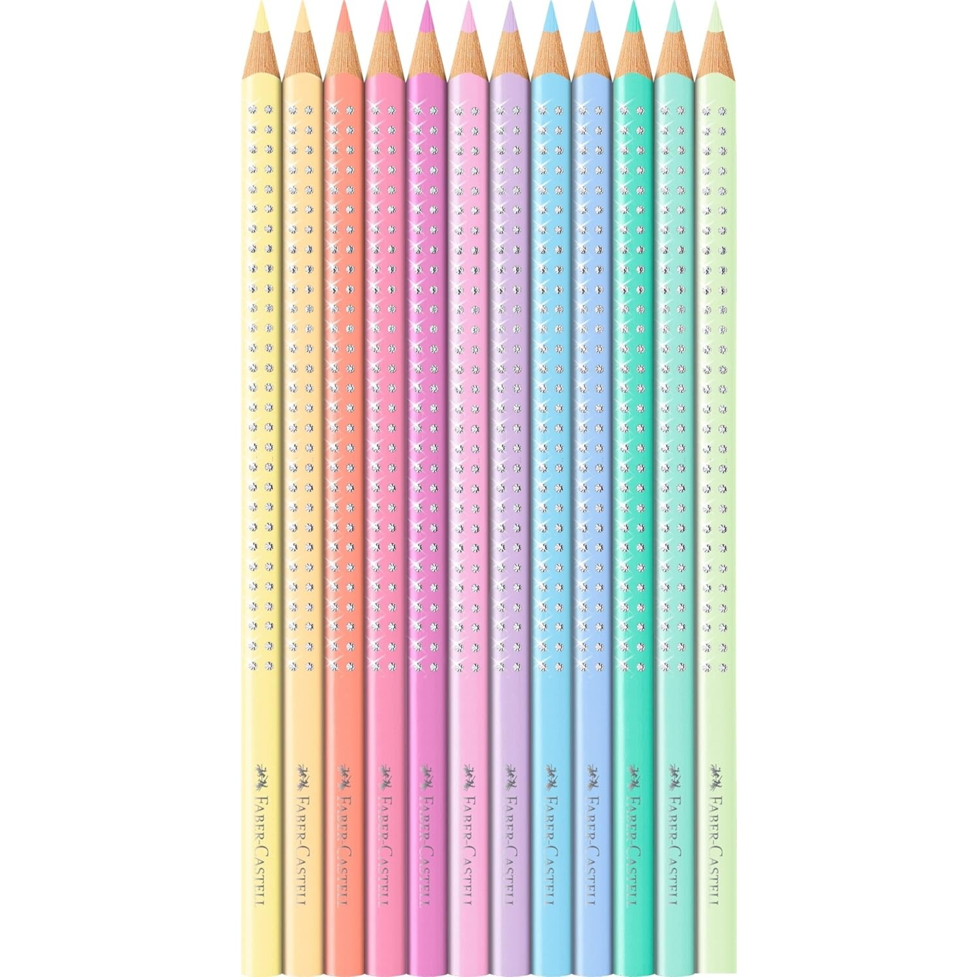 Set 12 matite colorate faber-castell sparkle pastell triangolari con cusotodia in metallo - FABER-CASTELL