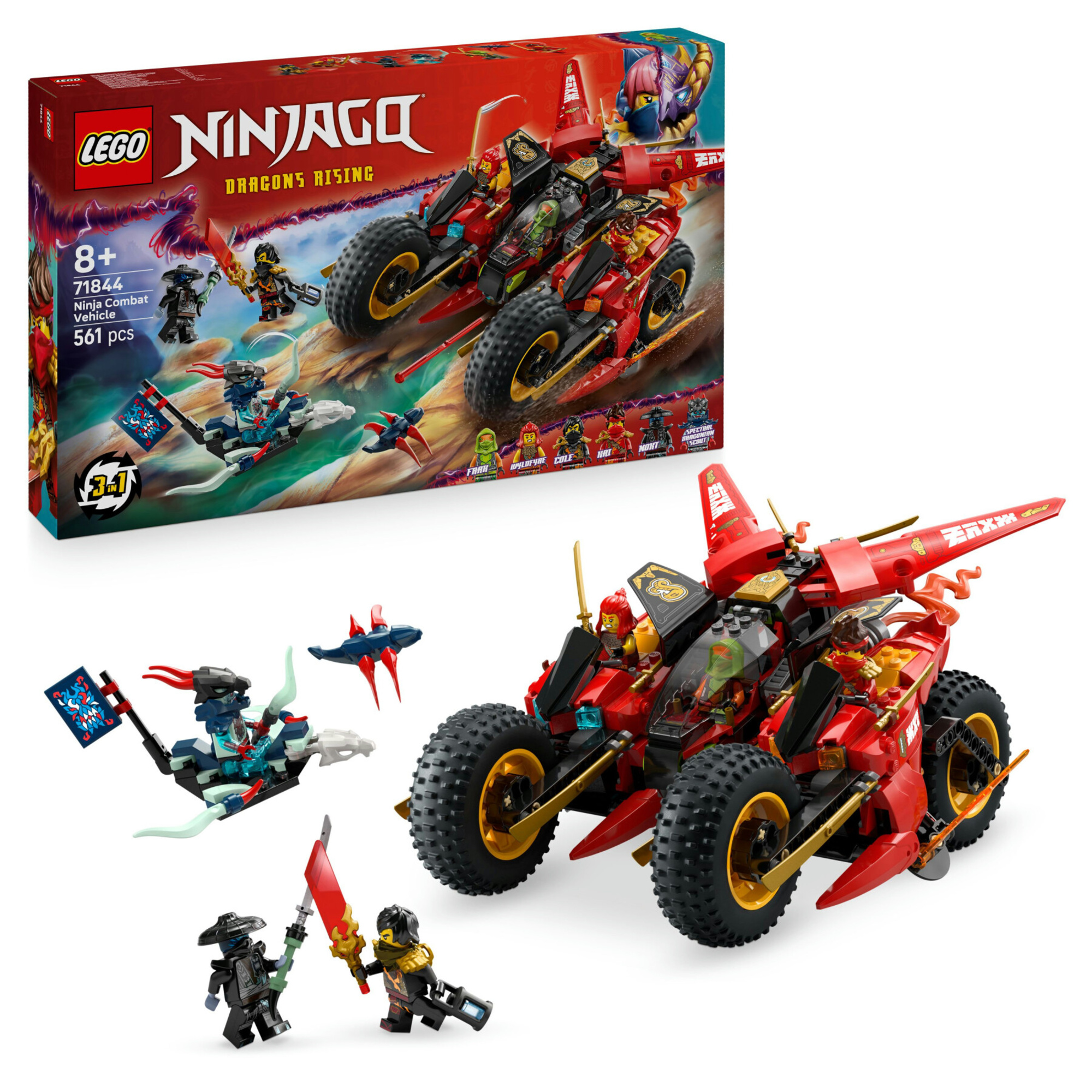 Lego ninjago 71844 veicolo combattimento ninja: 2 moto, aereo, 6 minifigure 8+ - Lego