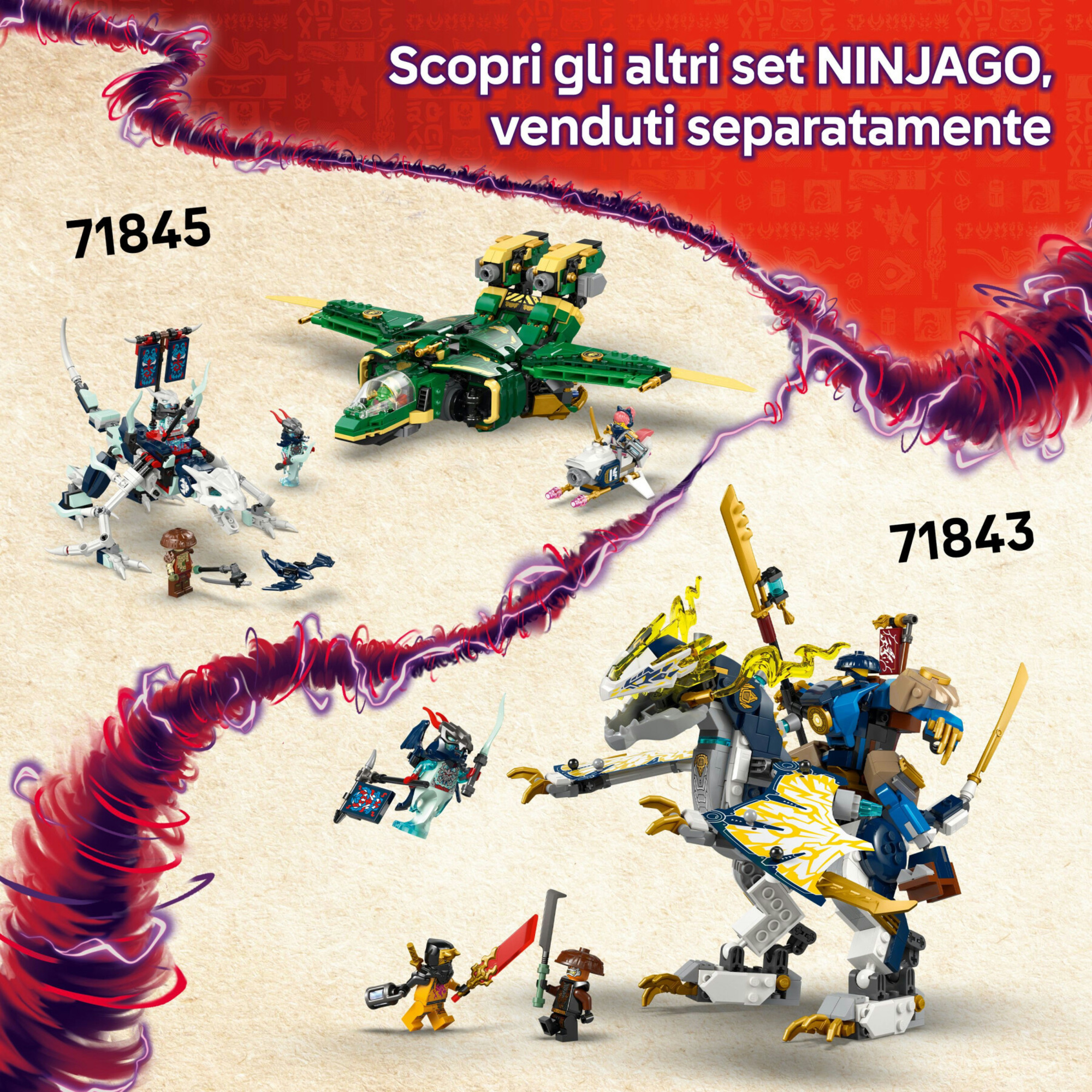 Lego ninjago 71844 veicolo combattimento ninja: 2 moto, aereo, 6 minifigure 8+ - Lego