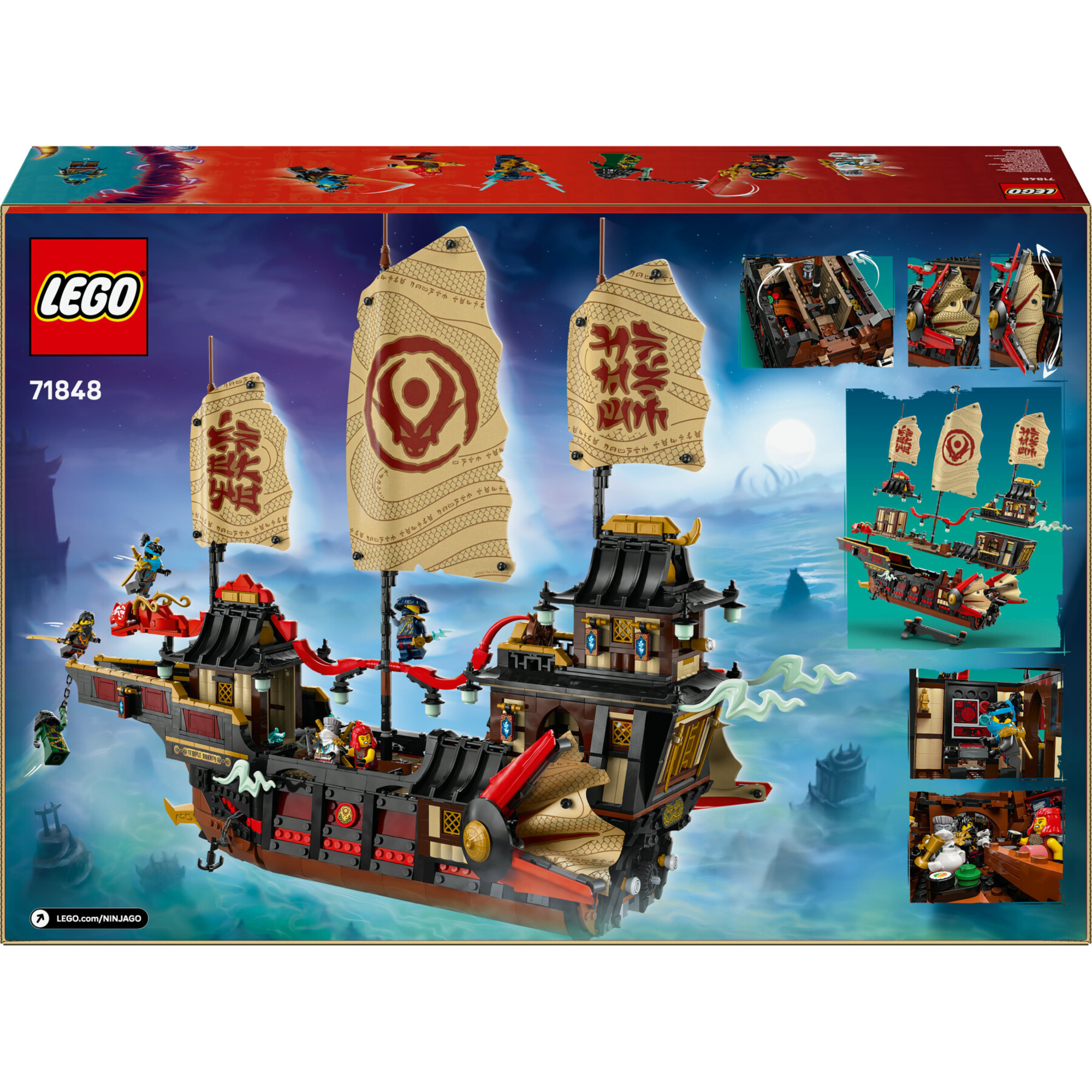 Lego ninjago 71848 bounty del tempio: barca, vele mobili, 6 minifigure 14+ - LEGO NINJAGO, Lego
