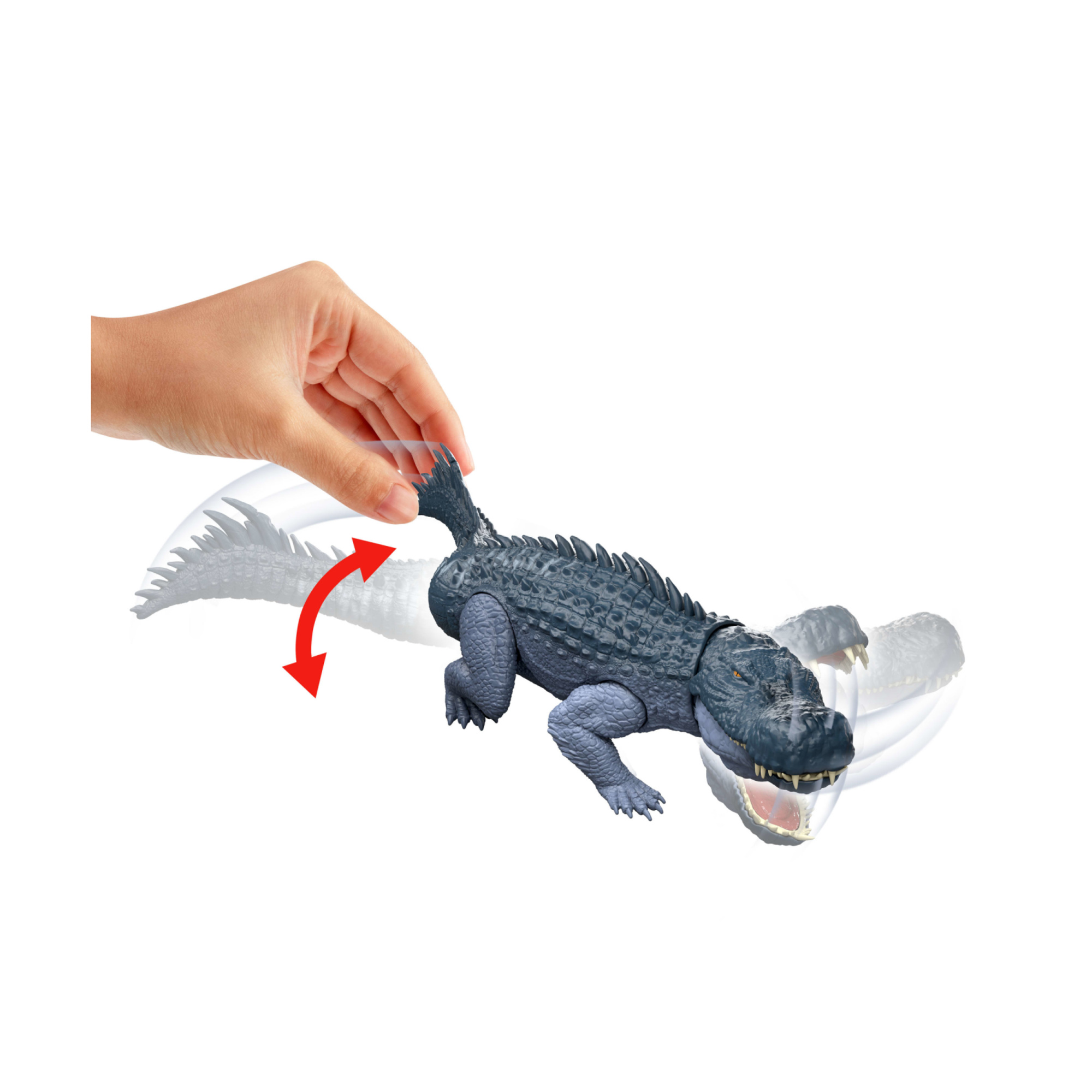 Mattel jurassic world la rinascita - gigantic thrashers purussaurus, dinosauro di grandi dimensioni con 2 attacchi furiosi e dettagli ispirati al film - Jurassic World