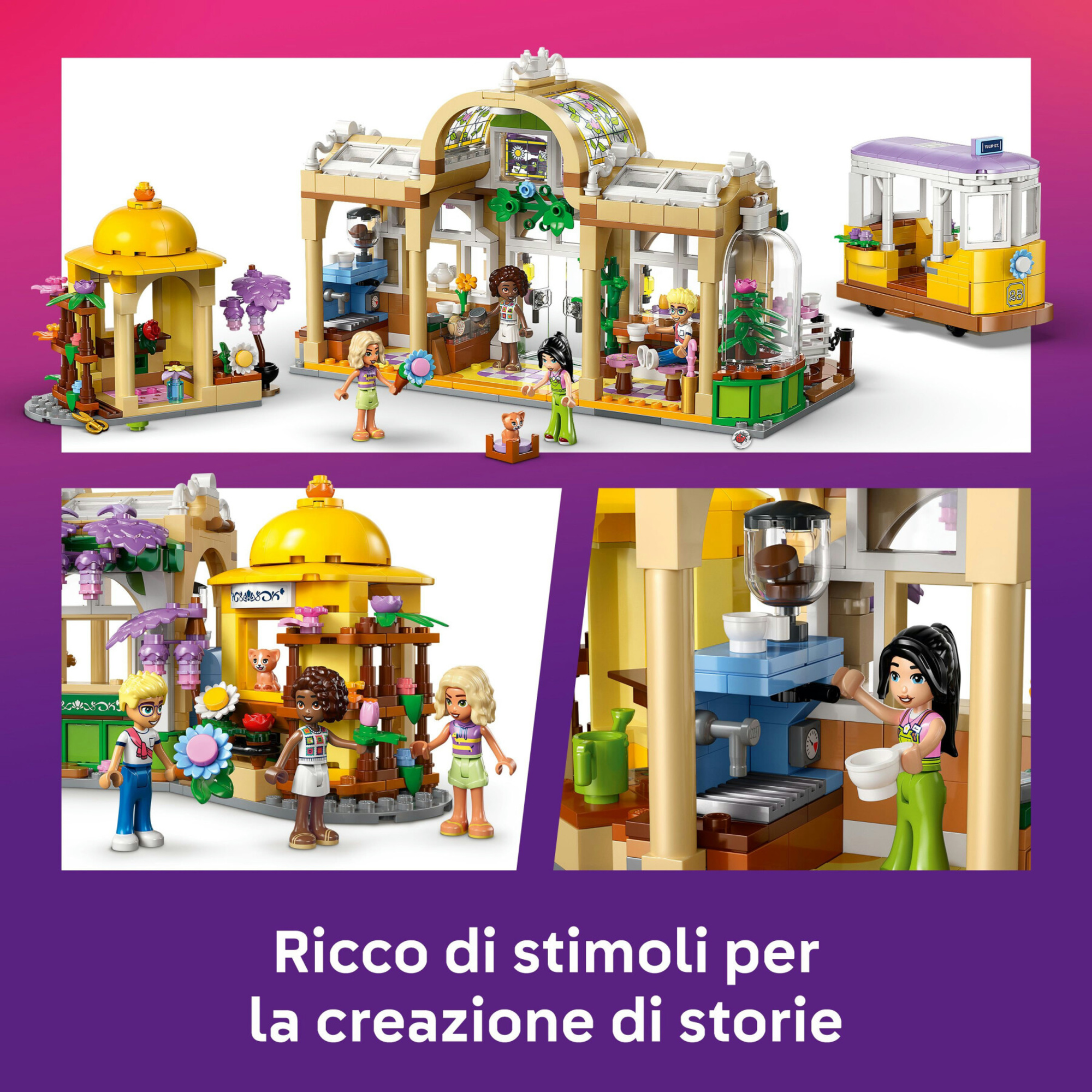 Lego friends 42671 caffè piante, fiori: 4 mini bamboline, gatto 9+ - LEGO FRIENDS, Lego