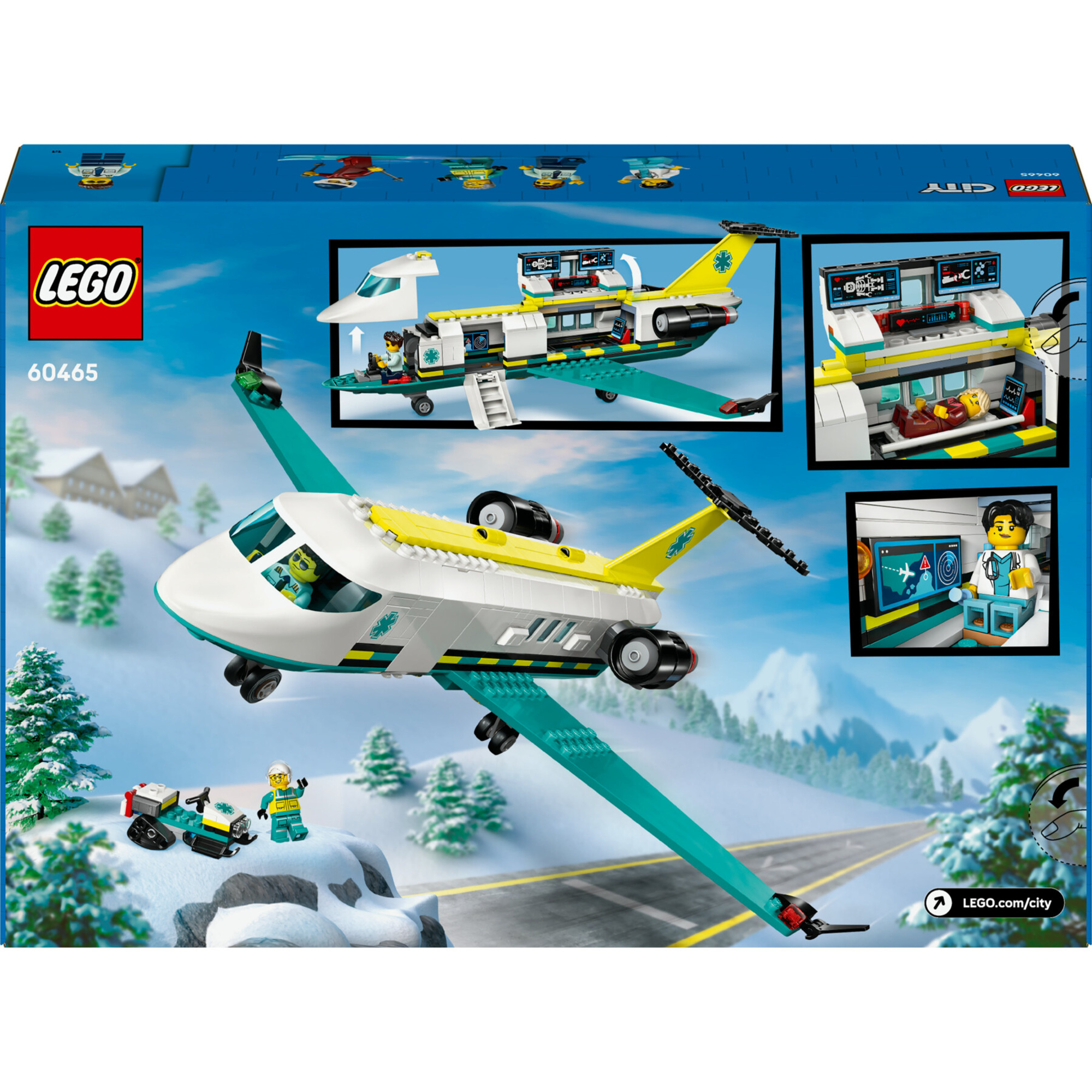 Lego city 60465 aereo ambulanza: 4 minifigure, gatto neve 6+ - Lego