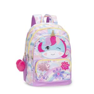 Zaino scuola organizzato con chiusure a zip unicorno mofu mofu bambina 28l con stampe fluffy - 