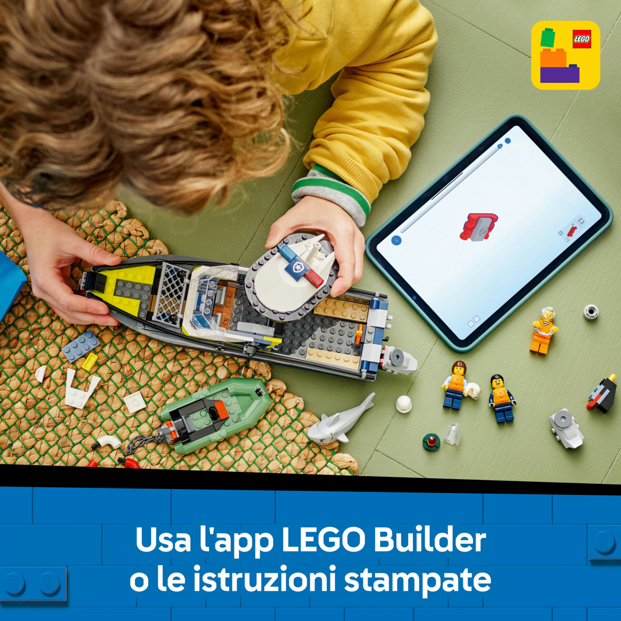 Lego city 60456 inseguimento motoscafo polizia: 2 barche, squalo 6+ - Lego