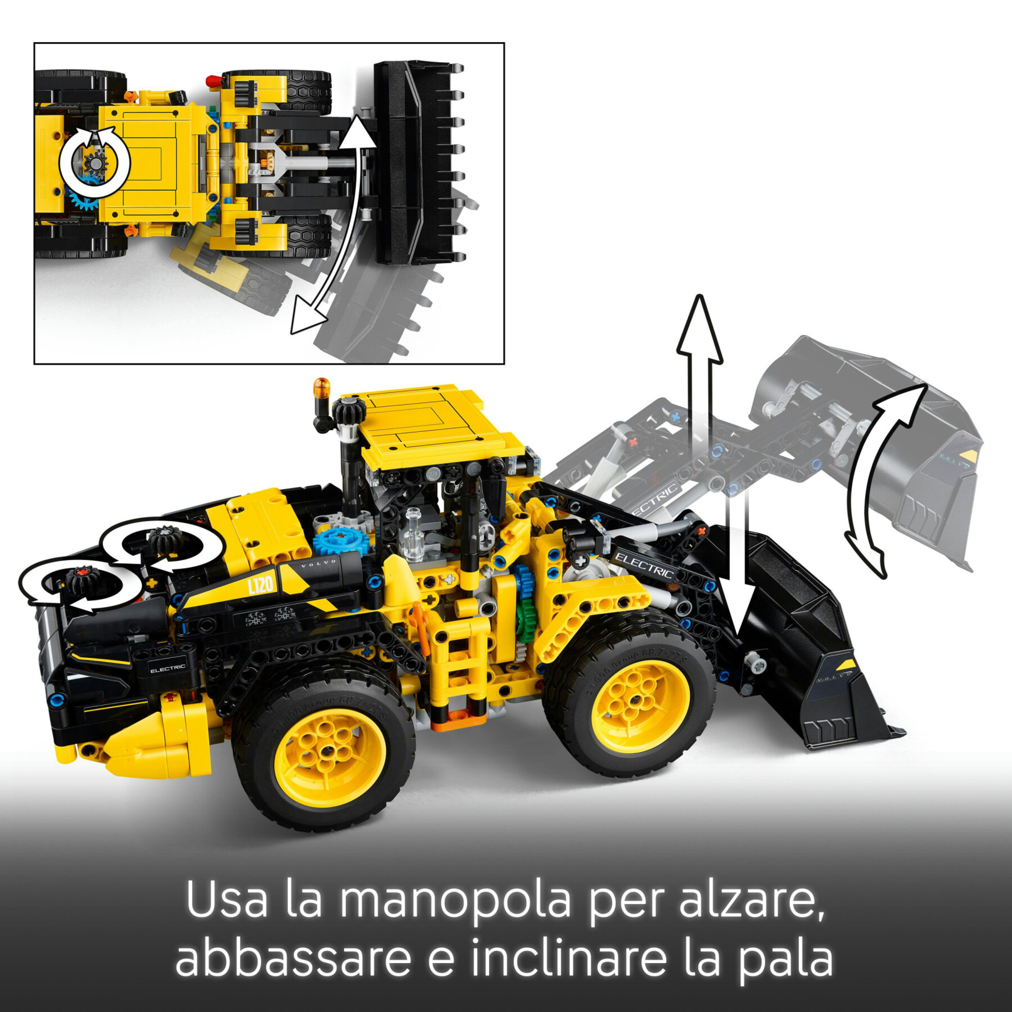 Lego technic - 42209 - ruspa  pala gommata volvo l120 electric - Lego