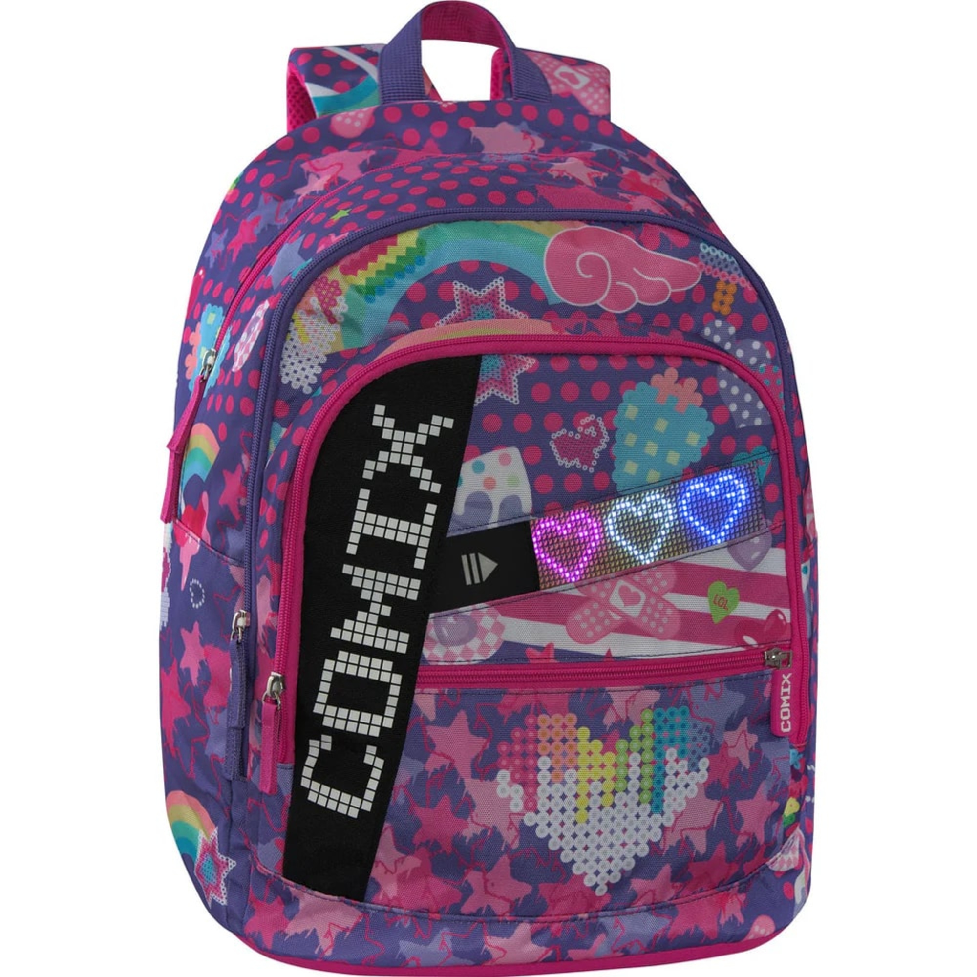Zaino scuola comix ultra bright harayuku girl con pannello led personalizzabile e ricaricabile - COMIX