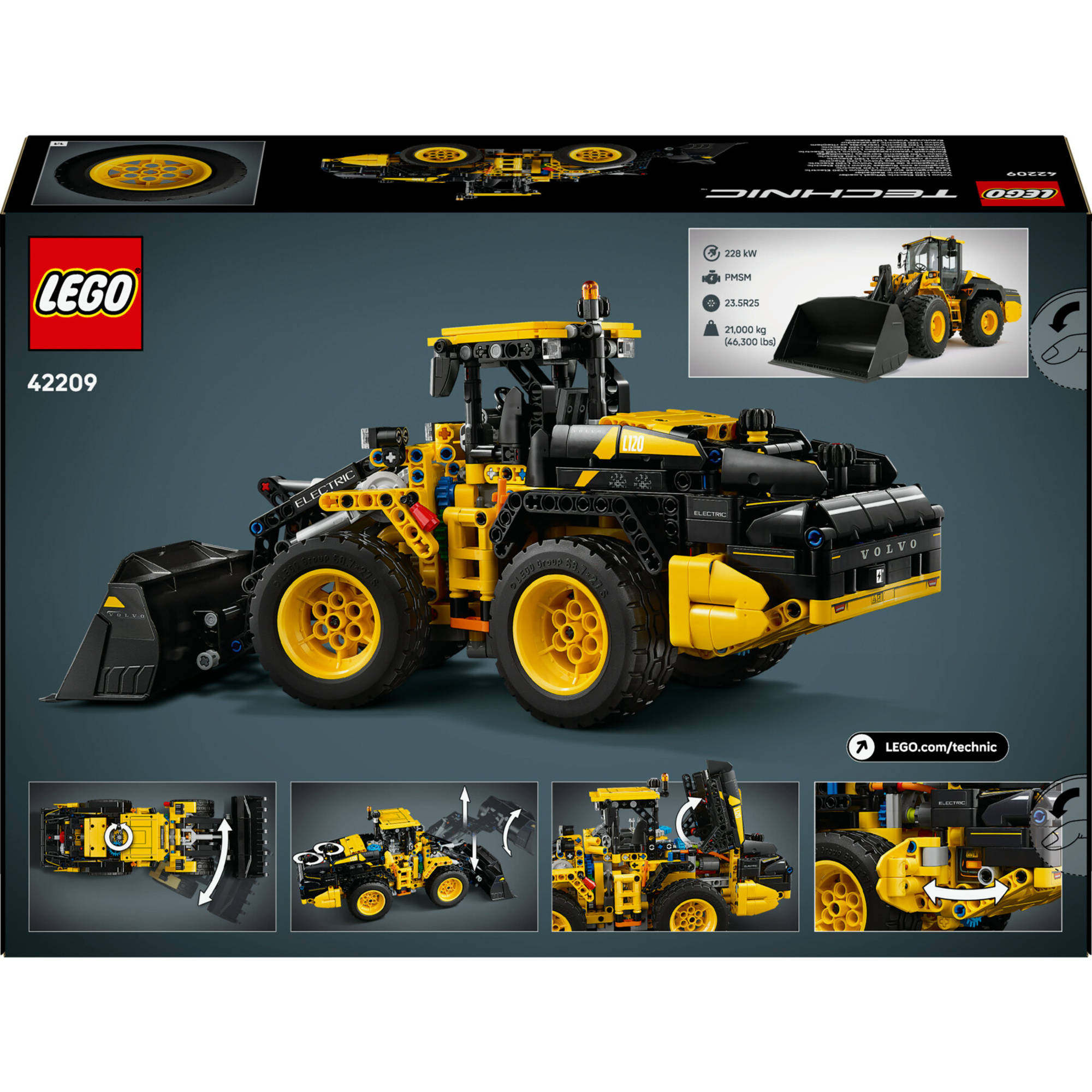 Lego technic - 42209 - ruspa  pala gommata volvo l120 electric - Lego