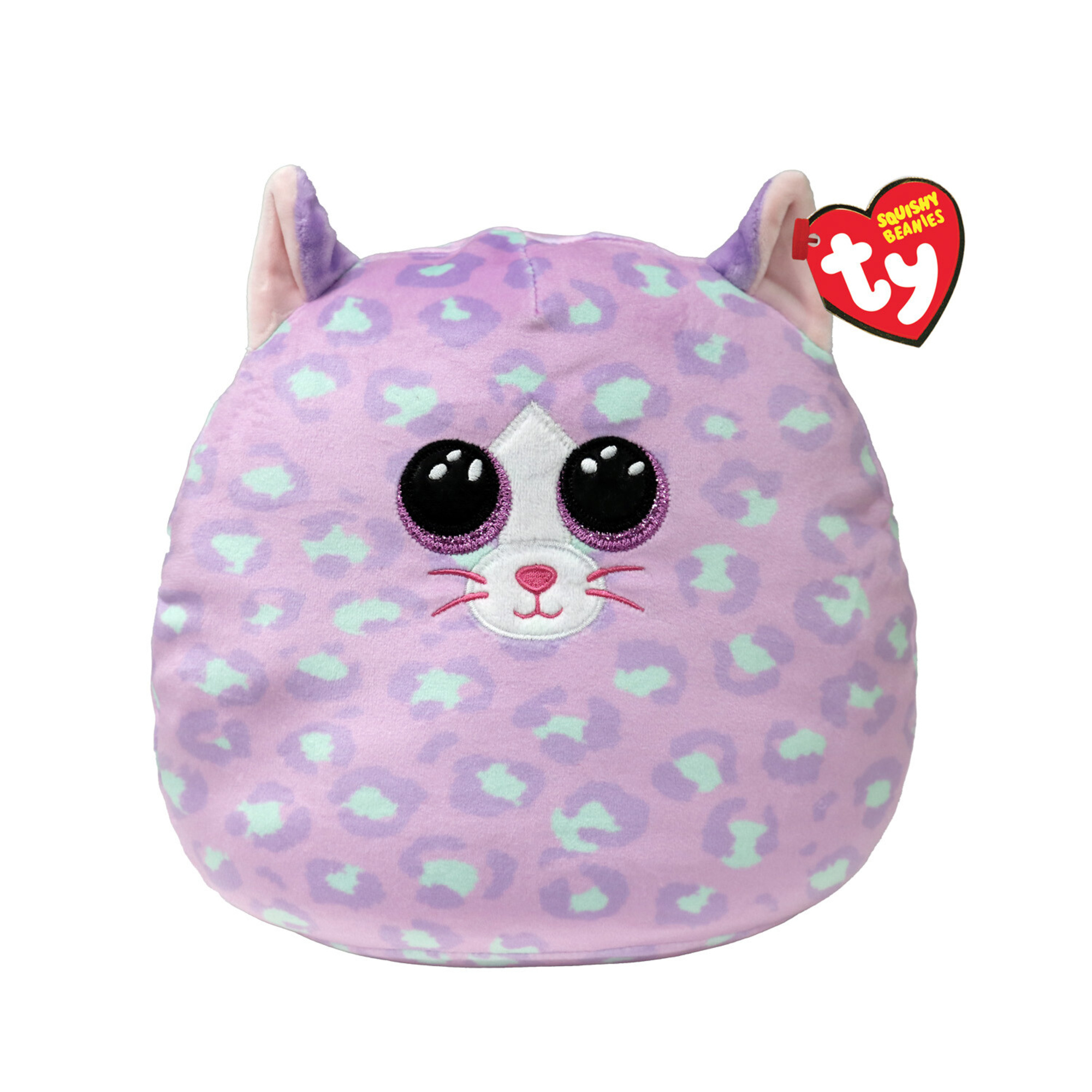 Cassidy la gattina lilla maculata, morbido cuscino di peluche con occhioni oro glitter, idea regalo per grandi e piccini - 22 cm - TY