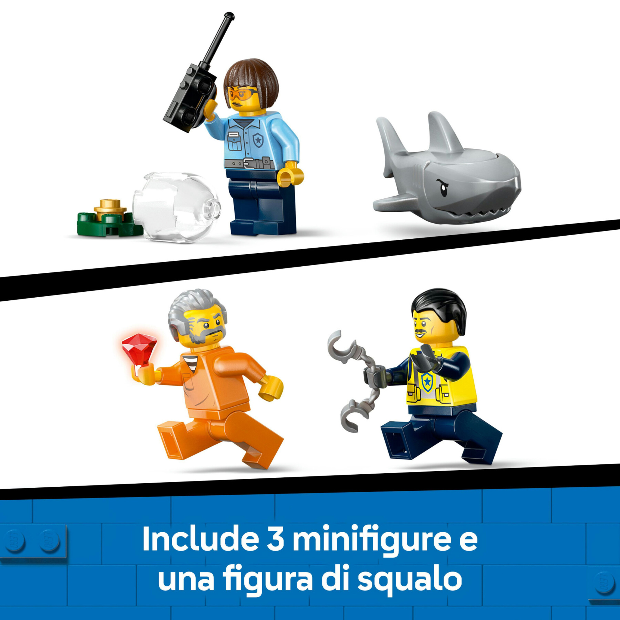 Lego city 60456 inseguimento motoscafo polizia: 2 barche, squalo 6+ - Lego