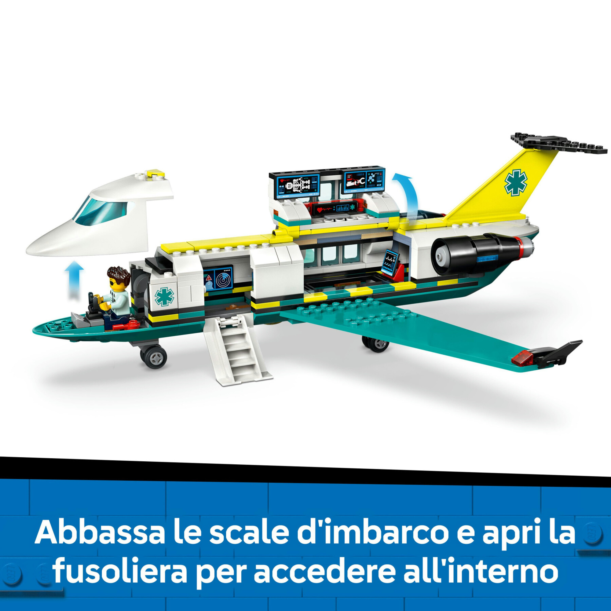 Lego city 60465 aereo ambulanza: 4 minifigure, gatto neve 6+ - Lego