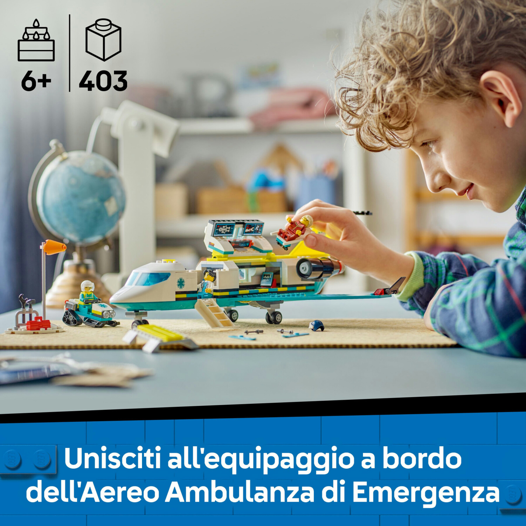 Lego city 60465 aereo ambulanza: 4 minifigure, gatto neve 6+ - Lego