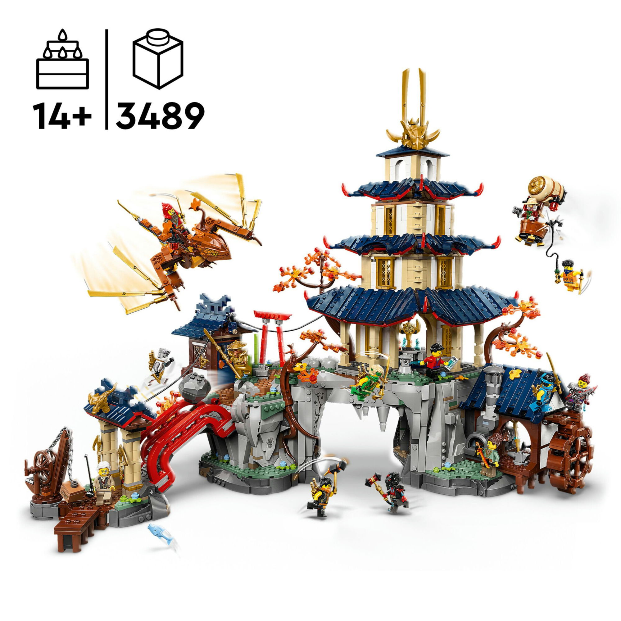 Lego ninjago 71814 torneo città tempio: pagoda, 13 minifigure 14+ - Lego