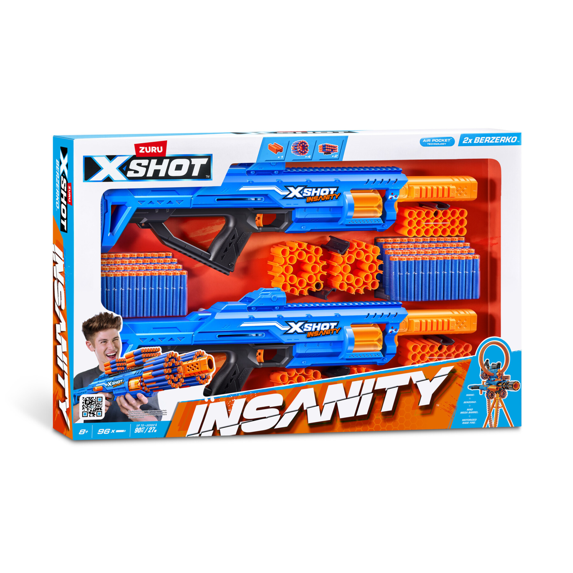 Xshot insanity berzerko: 8 shot 2pk, blaster giocattolo - X-SHOT