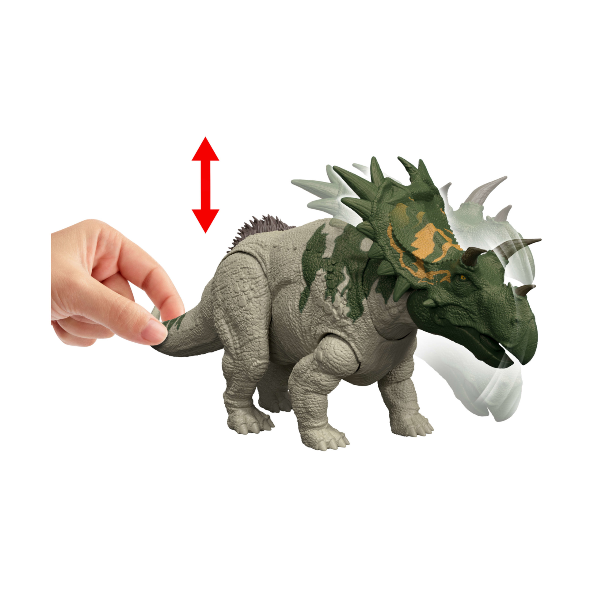 Mattel jurassic world la rinascita - spiclypeus ruggito selvaggio, dinosauro snodato con suoni e movimento della testa azionato con la coda - Jurassic World