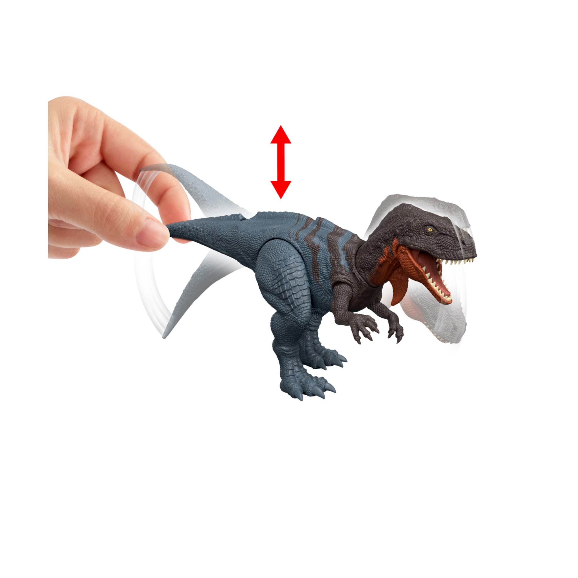 Mattel jurassic world la rinascita - abelisauro ruggito selvaggio, dinosauro snodato con suoni e morso multidirezionale azionato con la coda - Jurassic World
