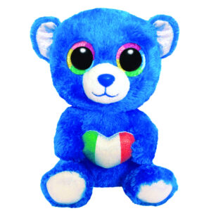 Romeo l'orsacchiotto blue con il cuore a bandiera italiana e con occhi arcobaleno glitter  - 15 cm - t36099 - TY