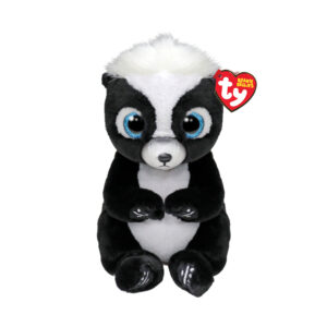Ty beanie bellies - rukus la puzzola con gli occhioni azzurri glitter, gli animaletti di peluche con il pancino morbido originali ty - 20 cm - t41288 - TY